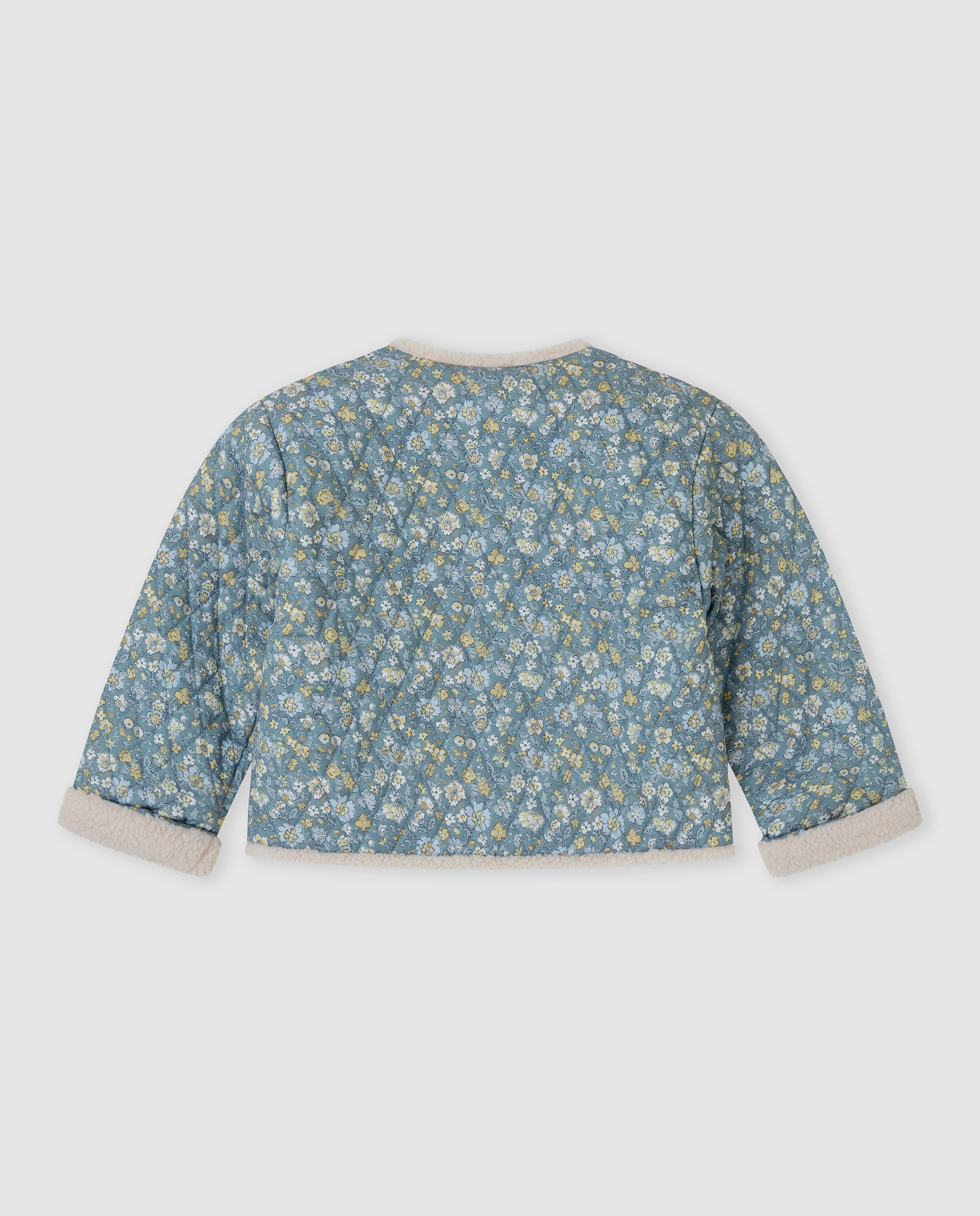 Chaqueta de niña de flores forrada con borreguito - Tutto Piccolo - Azul Azul-3