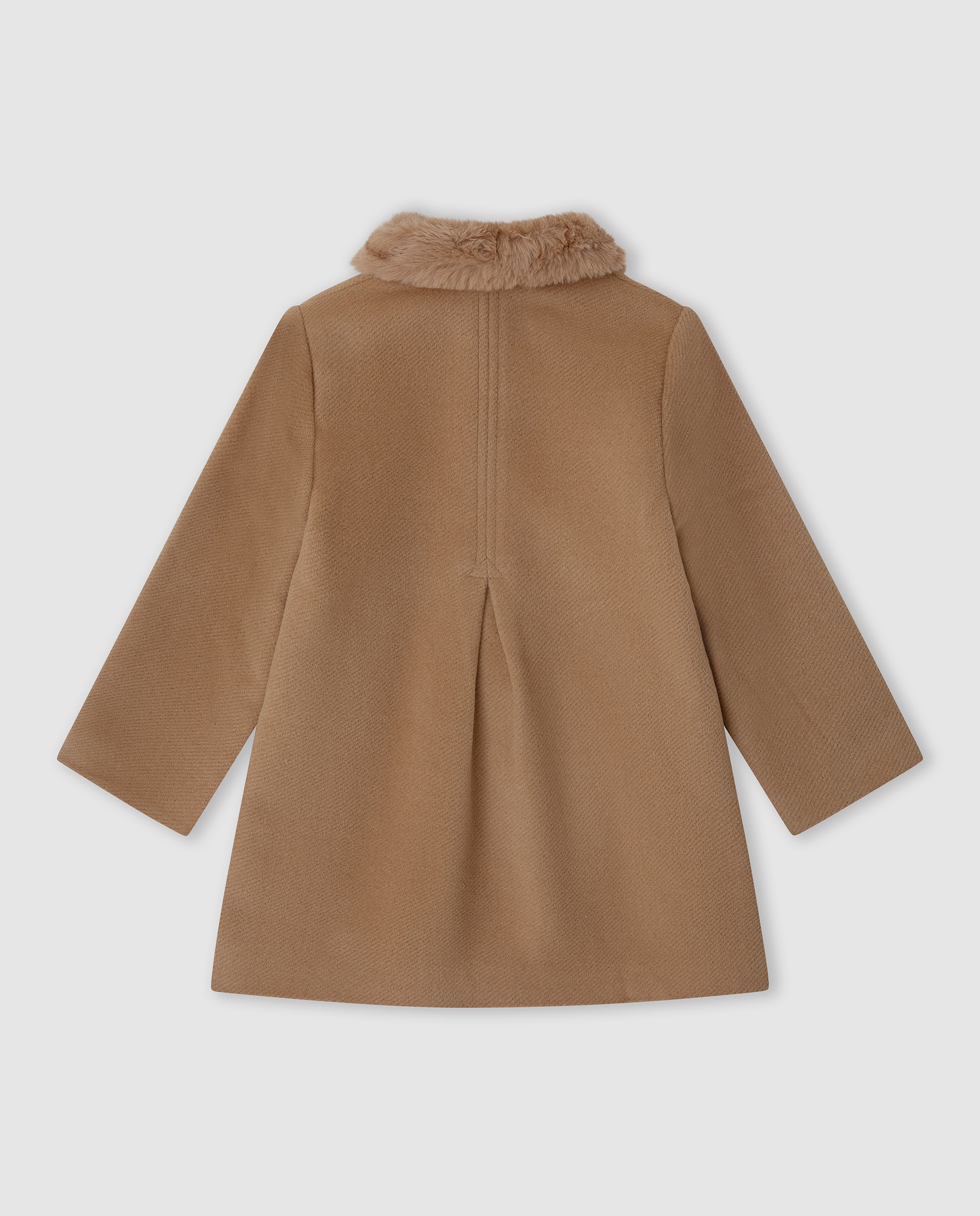 Abrigo de paño de niña con botones y cuello forrado - Tutto Piccolo - Camel Camel-3