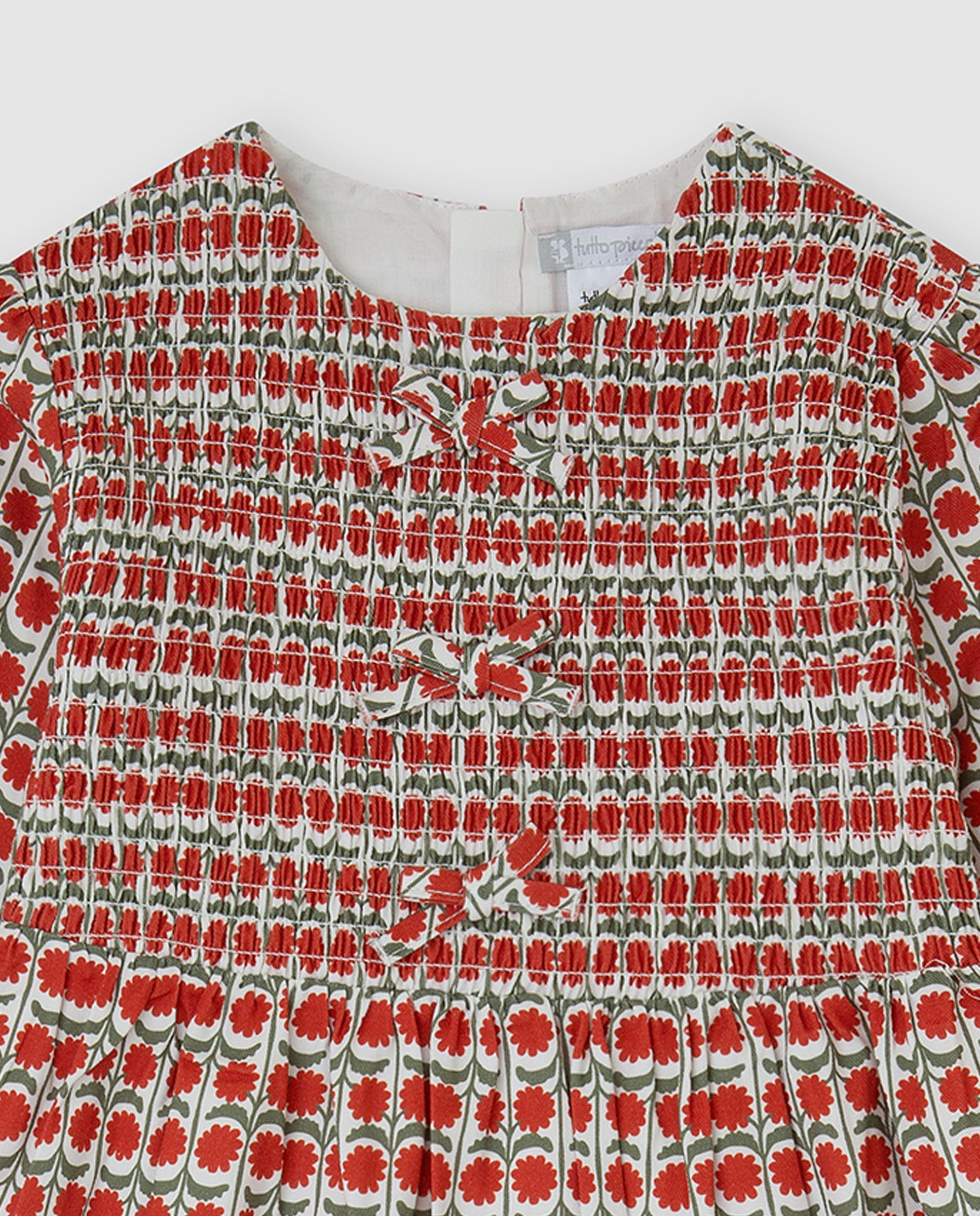 Vestido de niña con cenefa y calcetines - Tutto Piccolo - Rojo Rojo-2