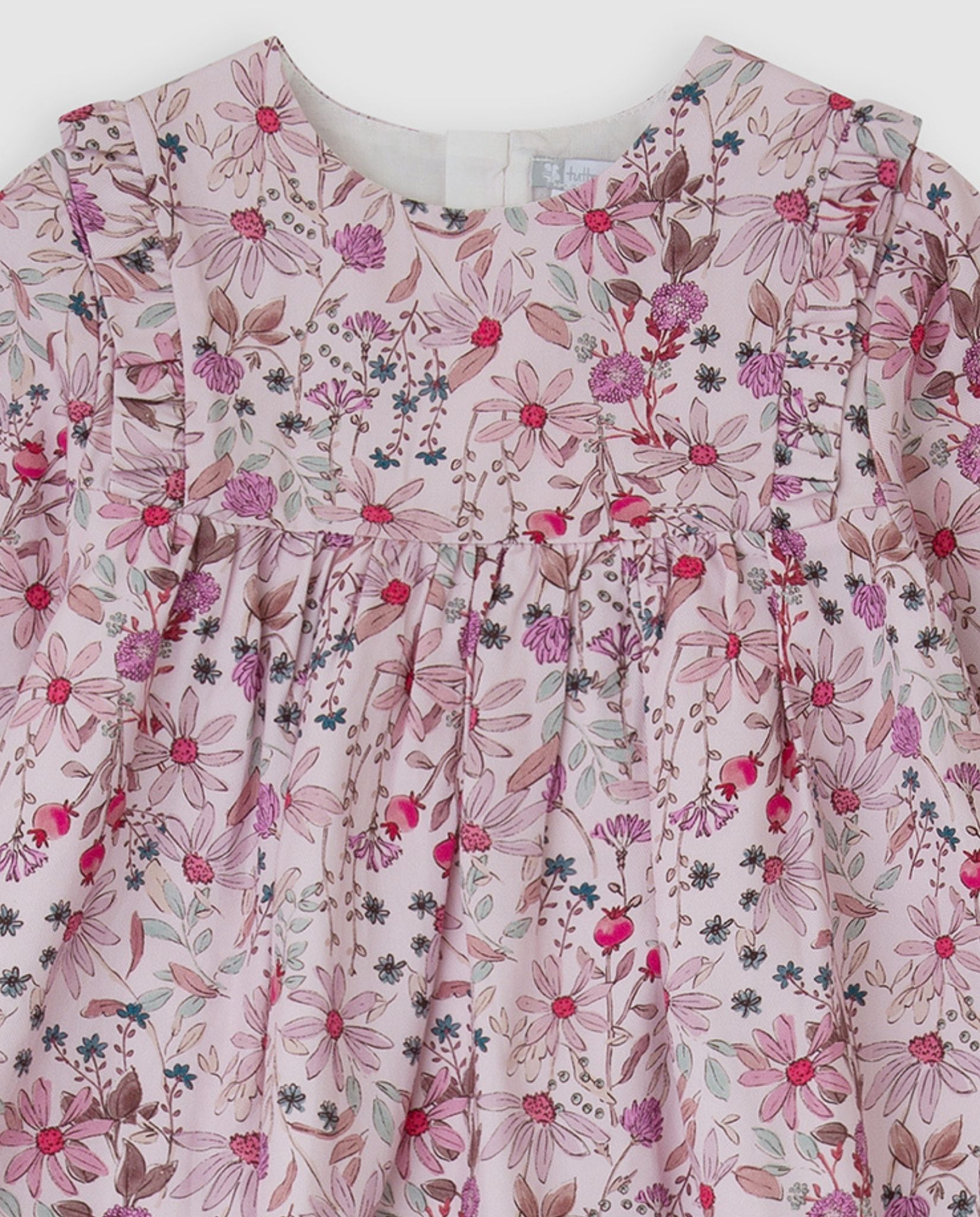 Vestido de niña de flores con calcetines - Tutto Piccolo - Rosa Rosa-2