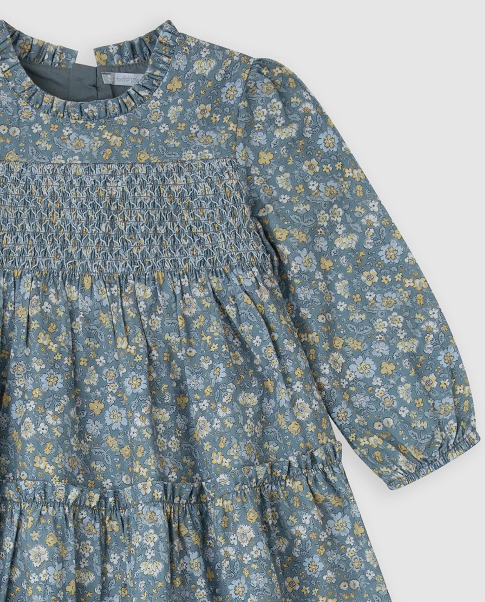 Vestido de niña de flores con calcetines - Tutto Piccolo - Azul Azul-2