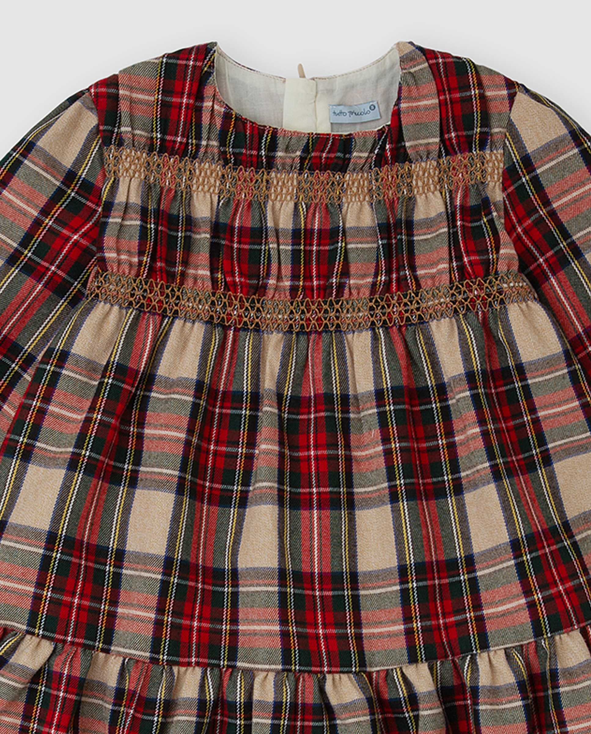 Vestido de niña a cuadros con leotardos - Tutto Piccolo - Rojo Rojo-2