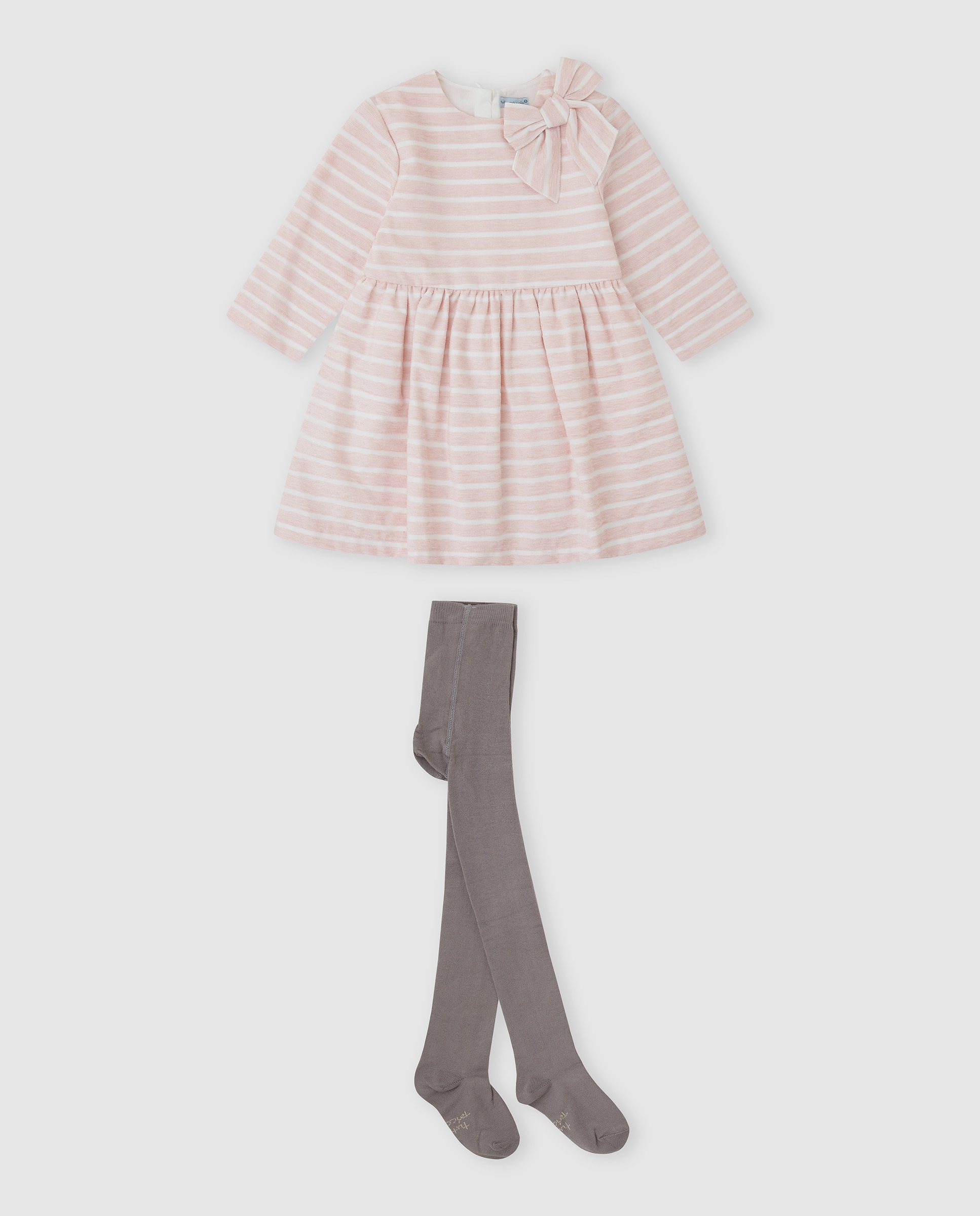 Vestido de niña a rayas con leotardos - Tutto Piccolo - Rosa Rosa-1
