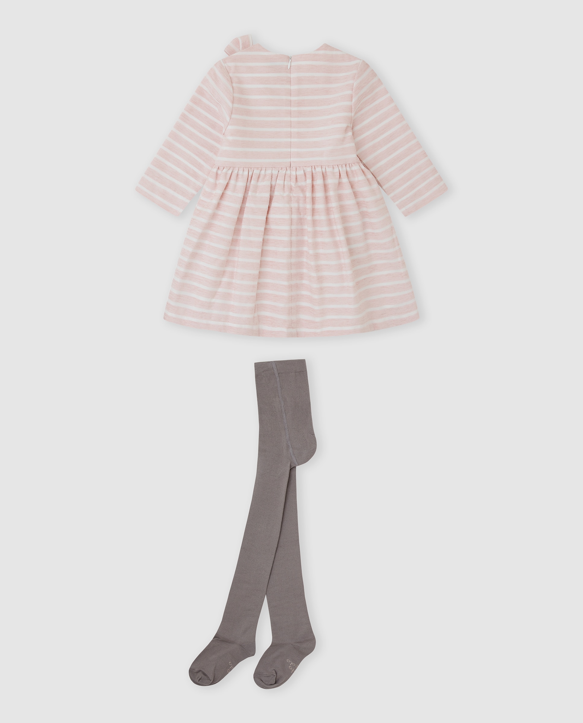 Vestido de niña a rayas con leotardos - Tutto Piccolo - Rosa Rosa-3