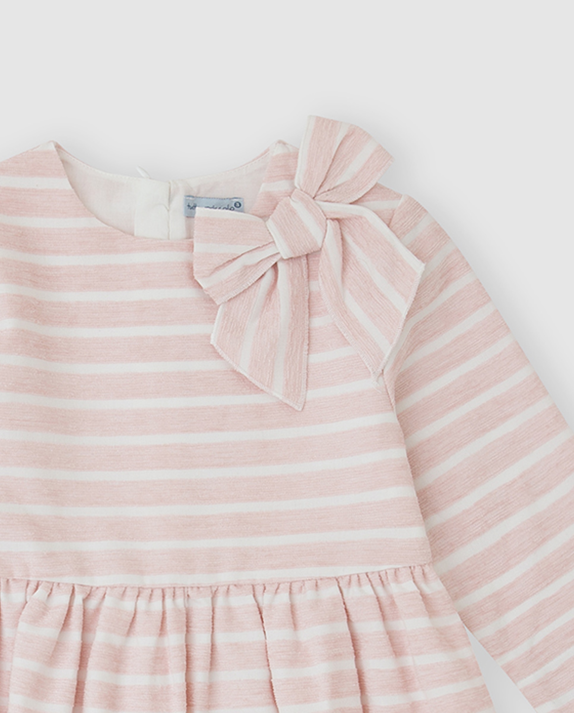 Vestido de niña a rayas con leotardos - Tutto Piccolo - Rosa Rosa-2