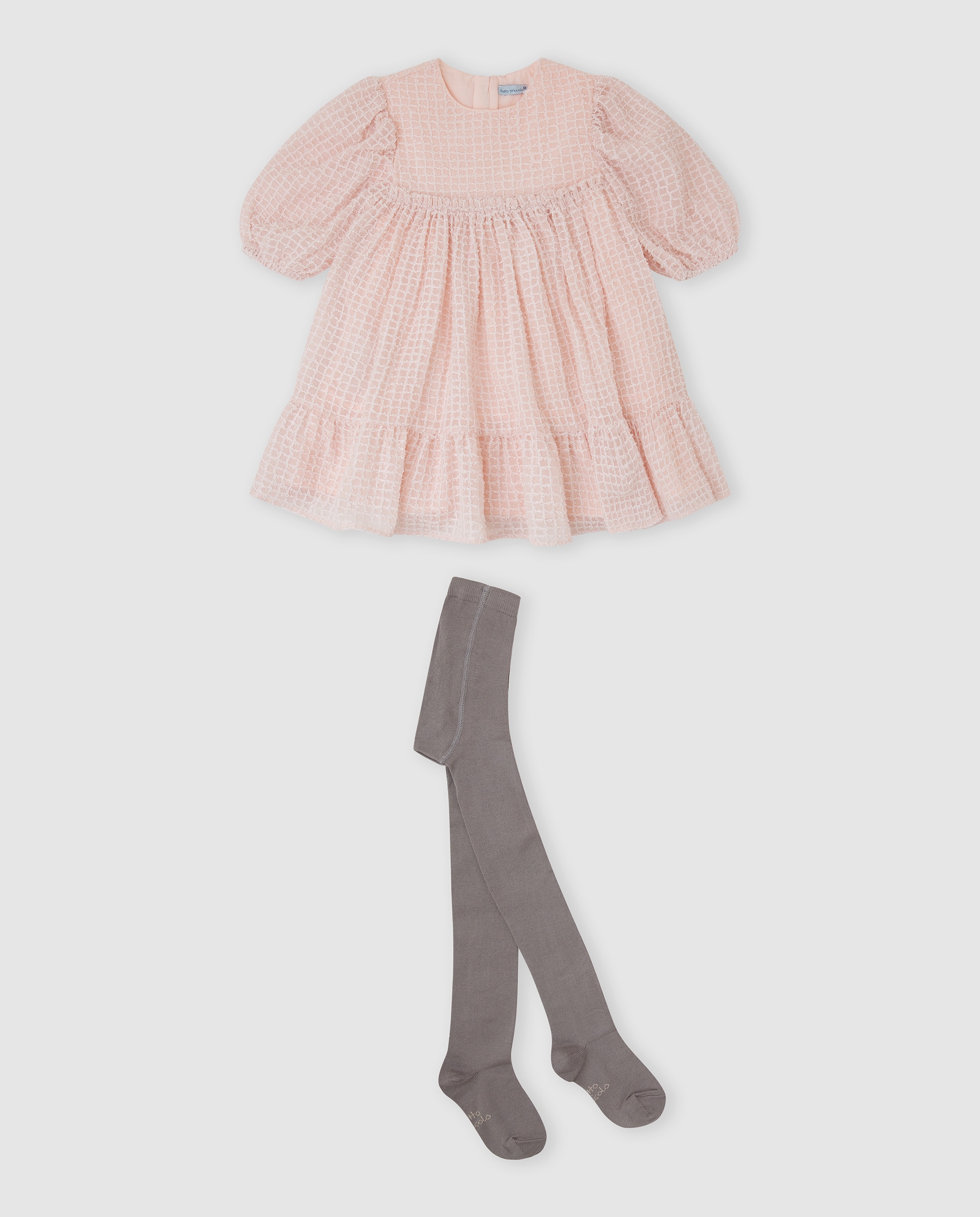 Vestido de niña bordado con leotardos - Tutto Piccolo - Rosa Rosa-1