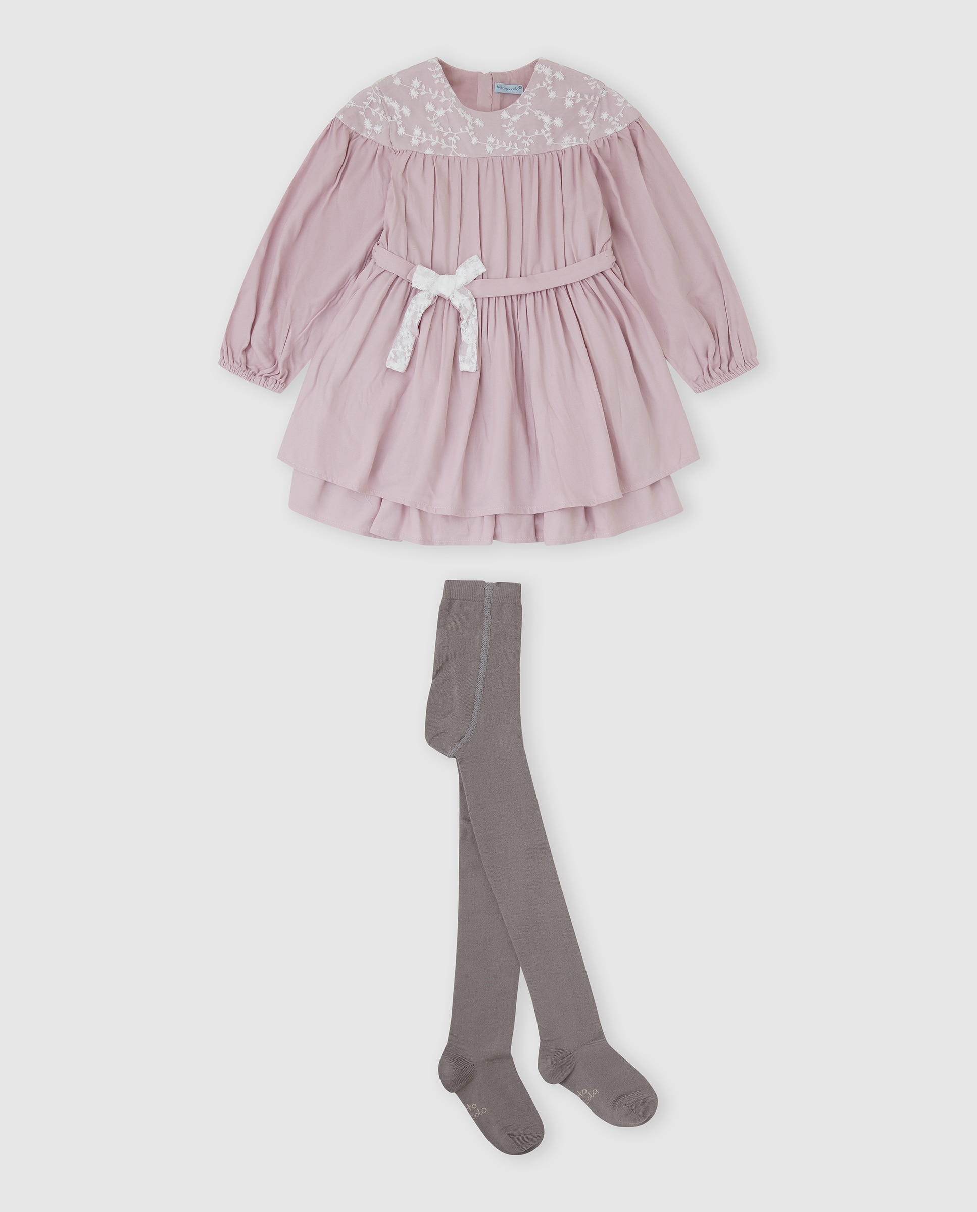 Vestido de niña con tul y leotardos - Tutto Piccolo - Rosa Rosa-1