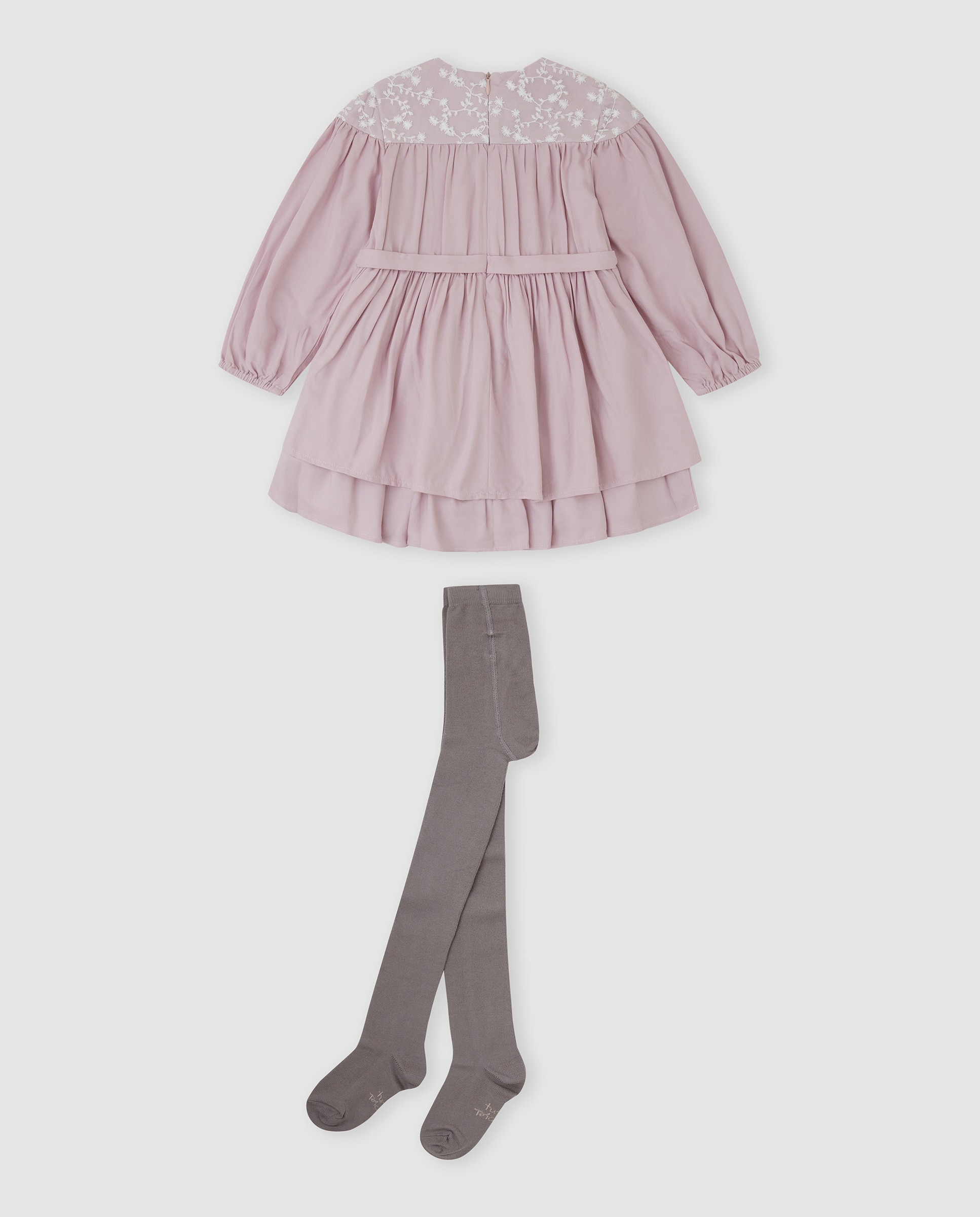 Vestido de niña con tul y leotardos - Tutto Piccolo - Rosa Rosa-3