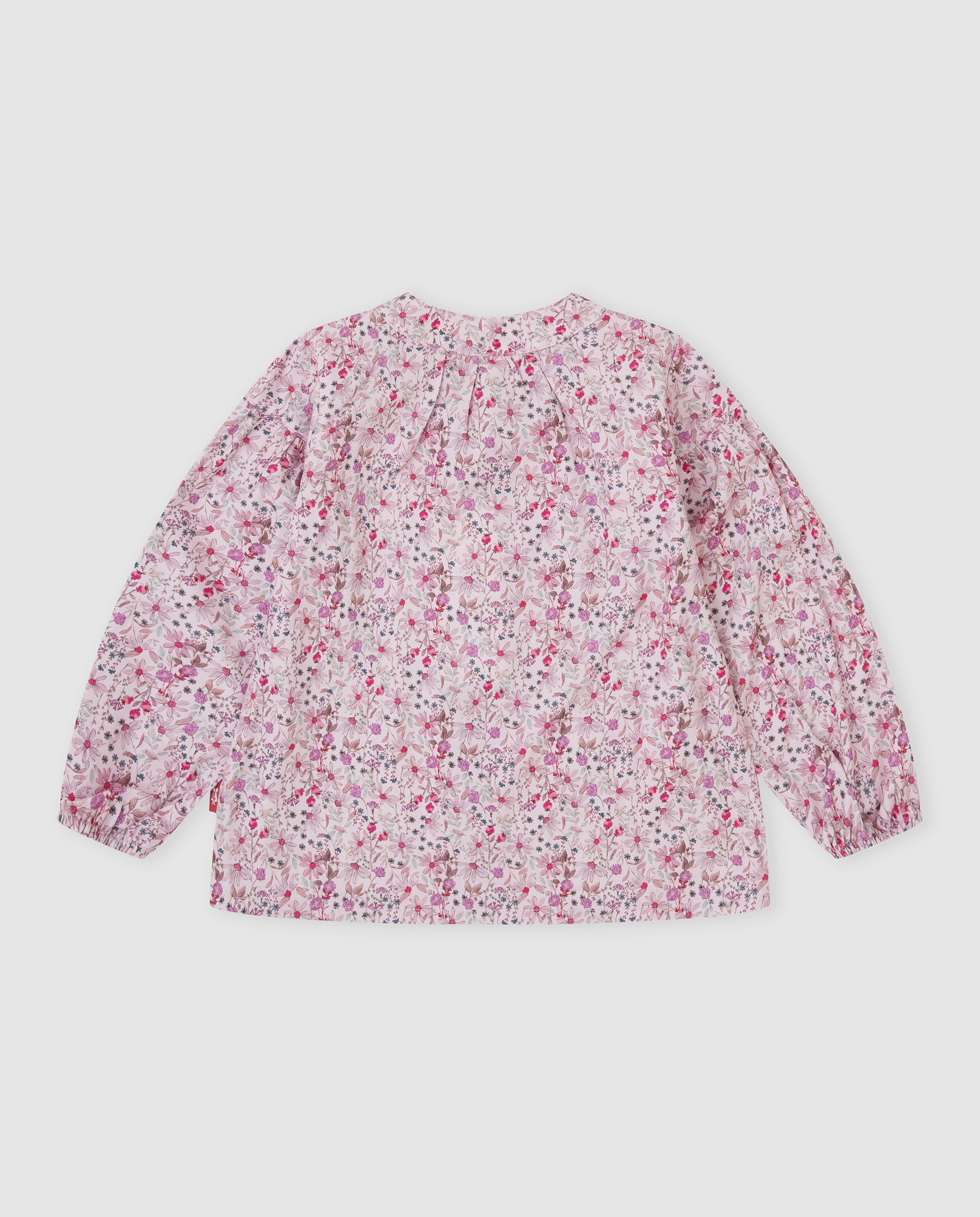 Camisa de niña de flores con botones - Tutto Piccolo - Rosa Rosa-3