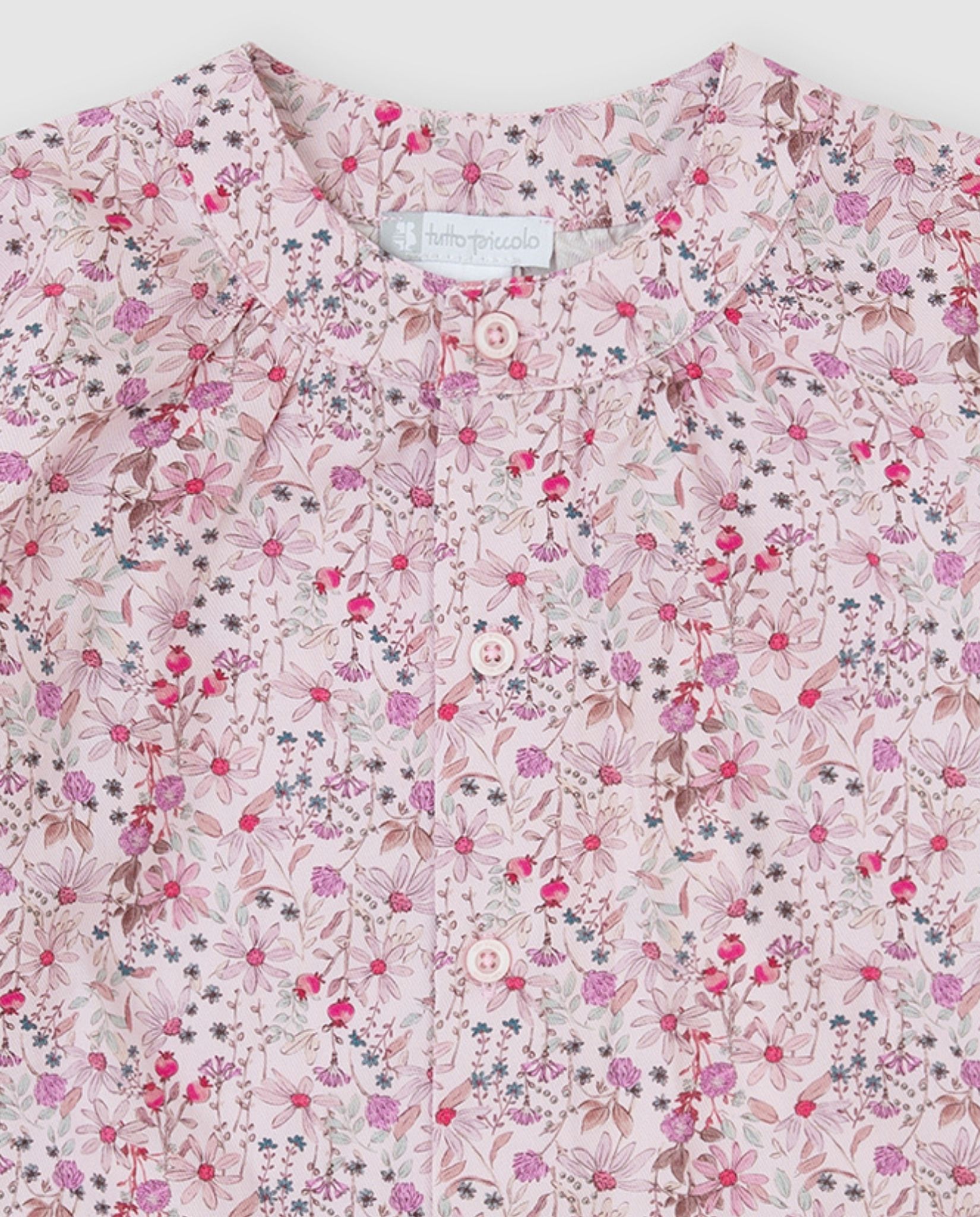 Camisa de niña de flores con botones - Tutto Piccolo - Rosa Rosa-2