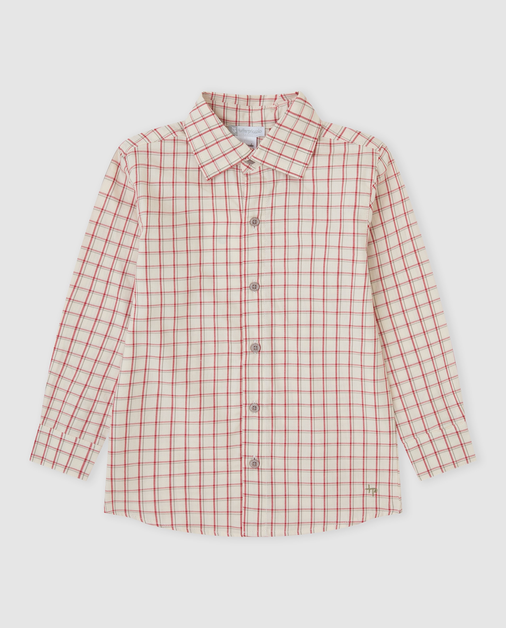 Imagen 0 de Camisa de niño de algodón a cuadros Rojo