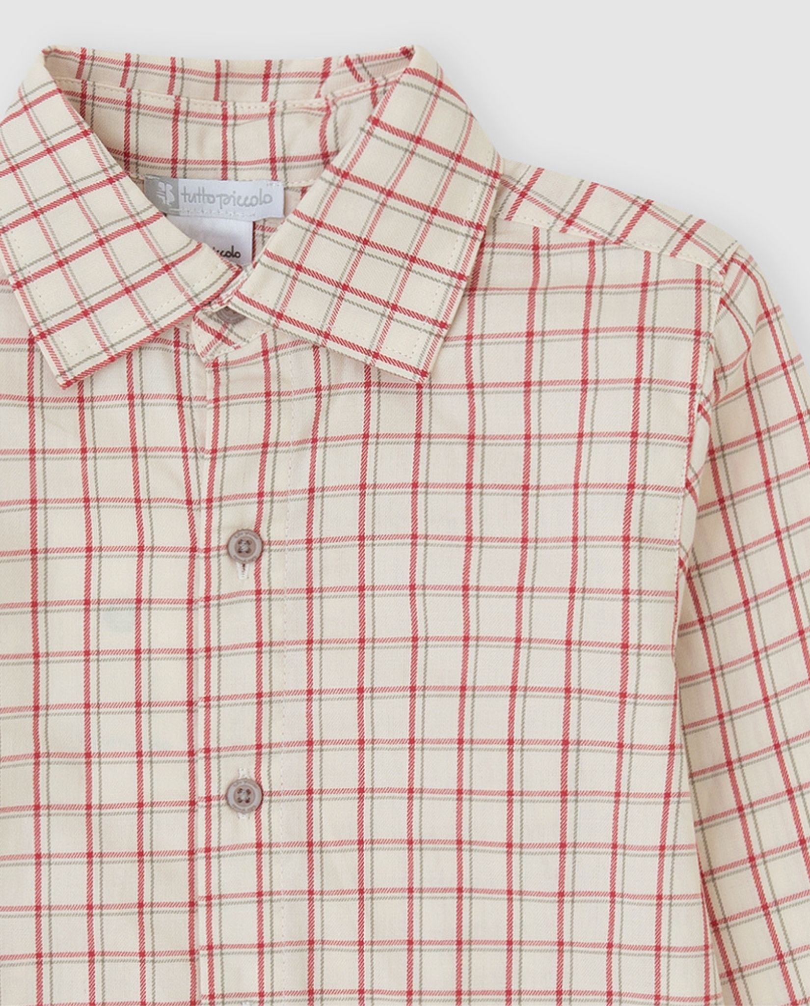 Camisa de niño de algodón a cuadros - Tutto Piccolo - Rojo Rojo-2