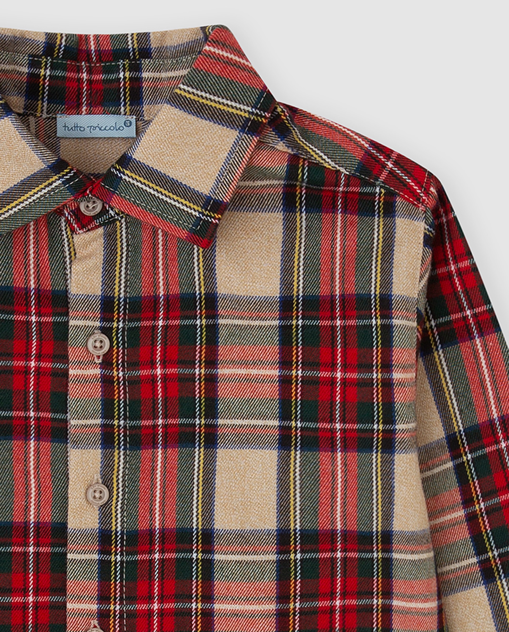 Camisa de niño a cuadros de manga larga - Tutto Piccolo - Rojo Rojo-2