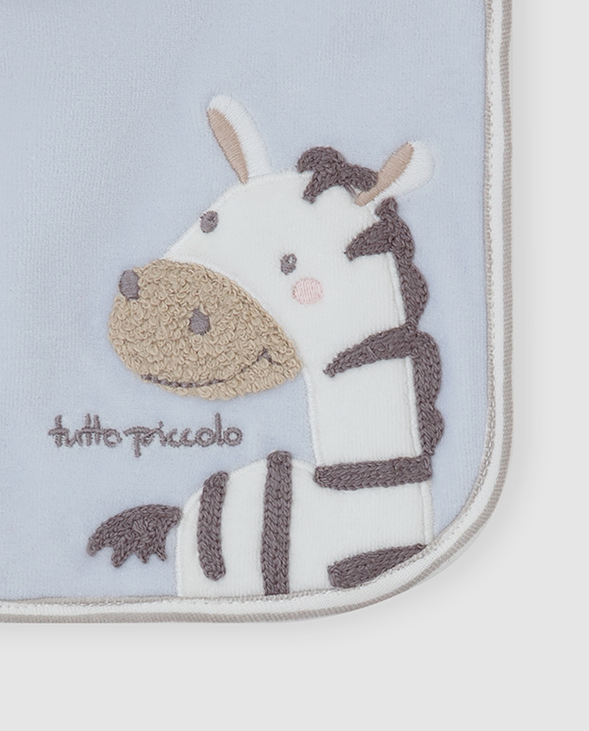 Babero de bebé tundosado con cebra - Tutto Piccolo - Azul Azul-2