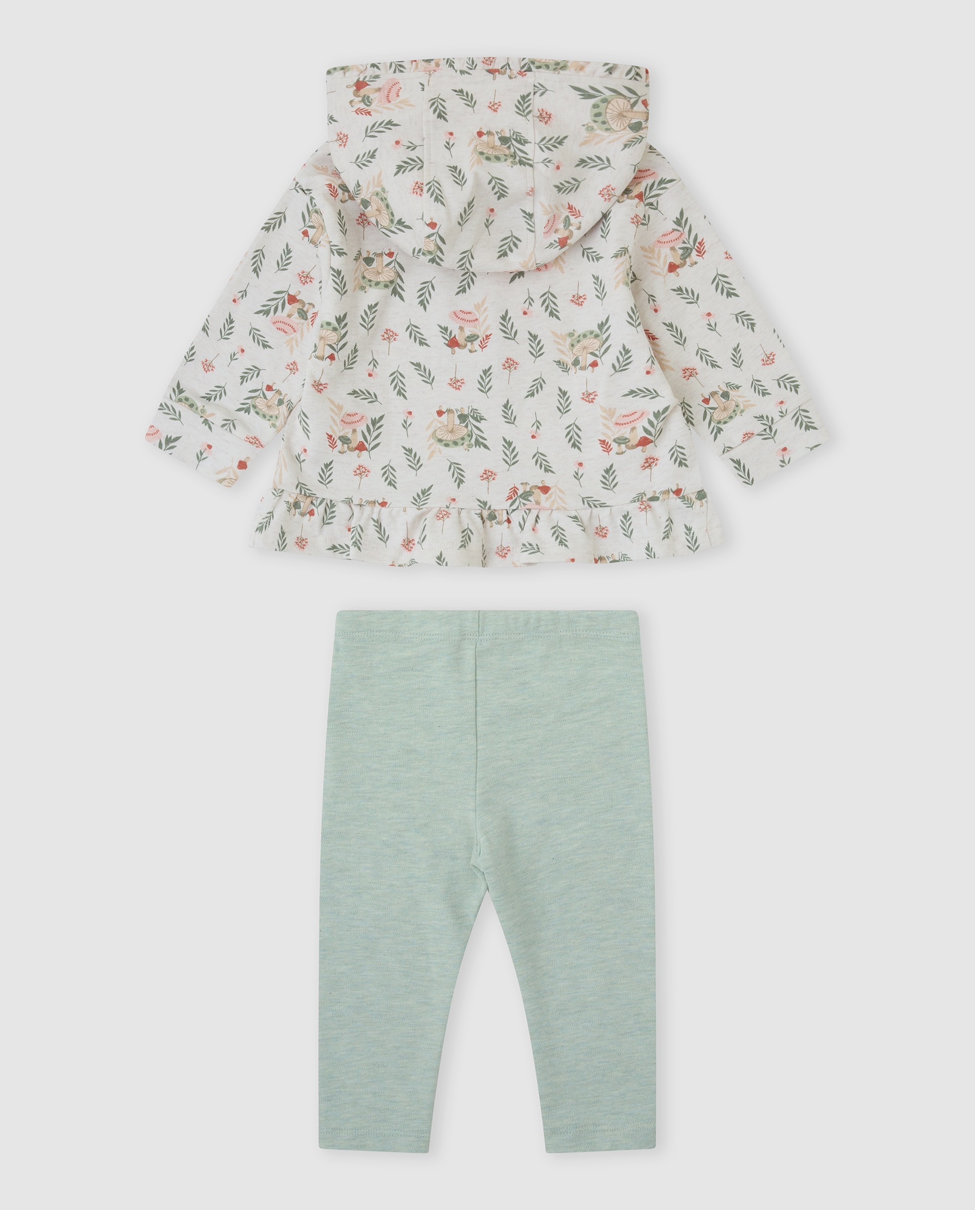 Conjunto de niña con capucha y volante - Tutto Piccolo - Crudo Crudo-3