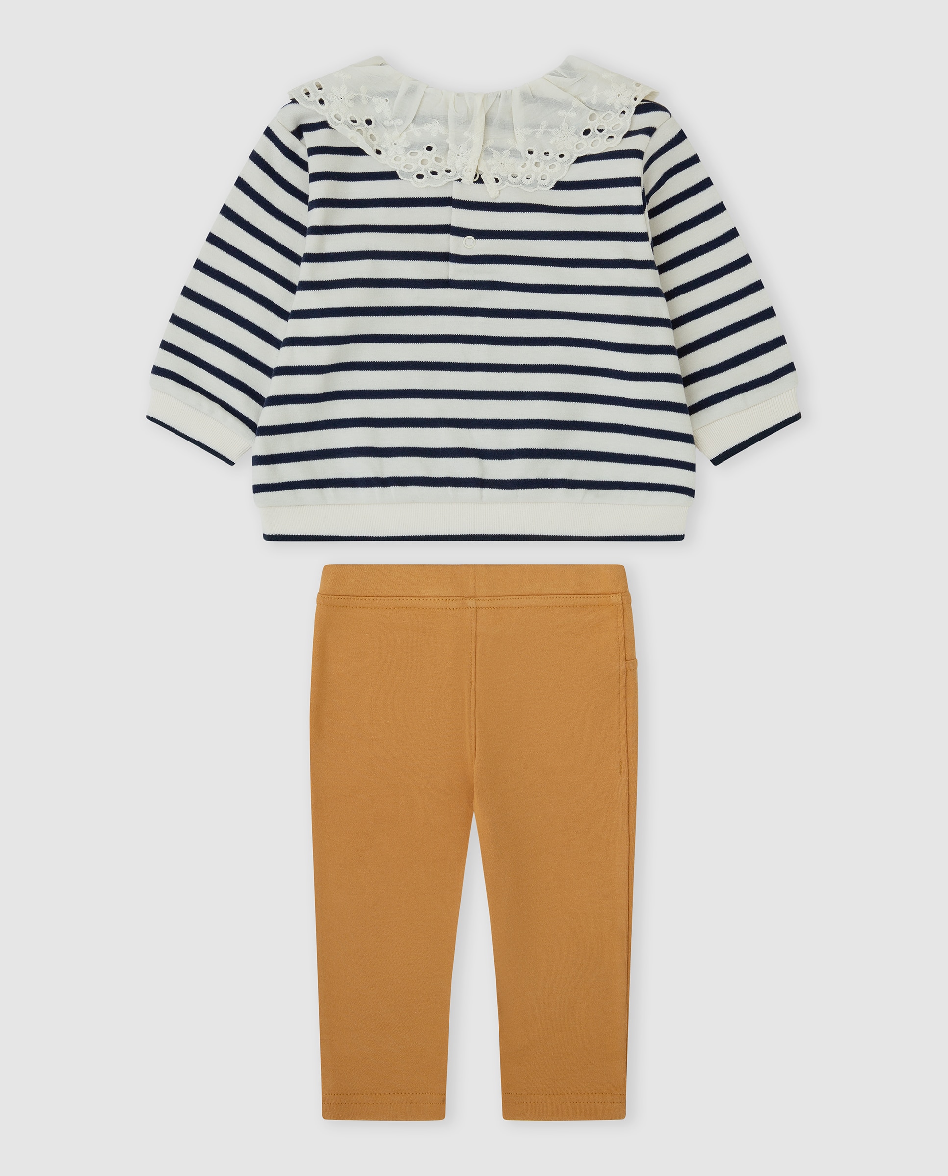 Conjunto de niña de algodón a rayas - Tutto Piccolo - Azul marino Azul marino-3