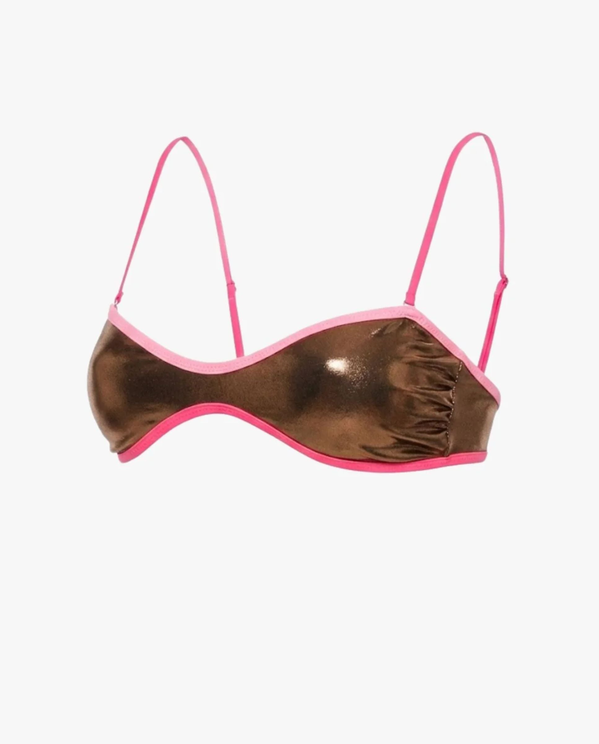 Top de bikini bandeau revolve metalizado color marrón - Quelton - Marrón oscuro Marrón oscuro-6