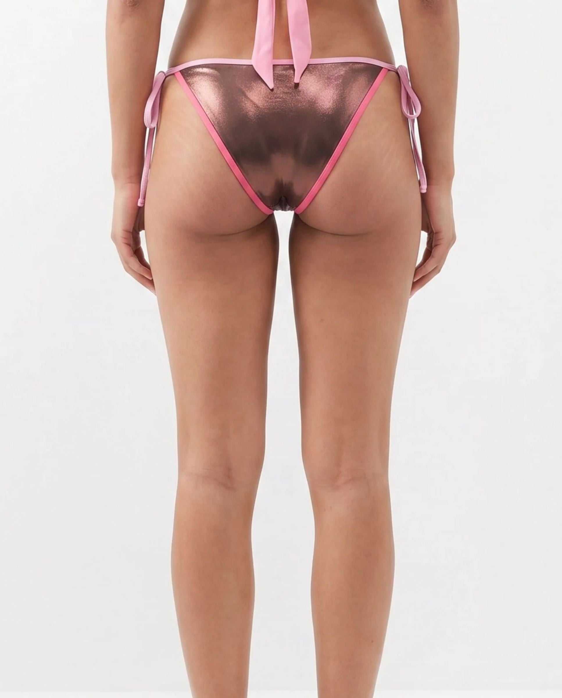 Braga de bikini mujer revolve metalizada con lazos - Quelton - Rosa Rosa-2