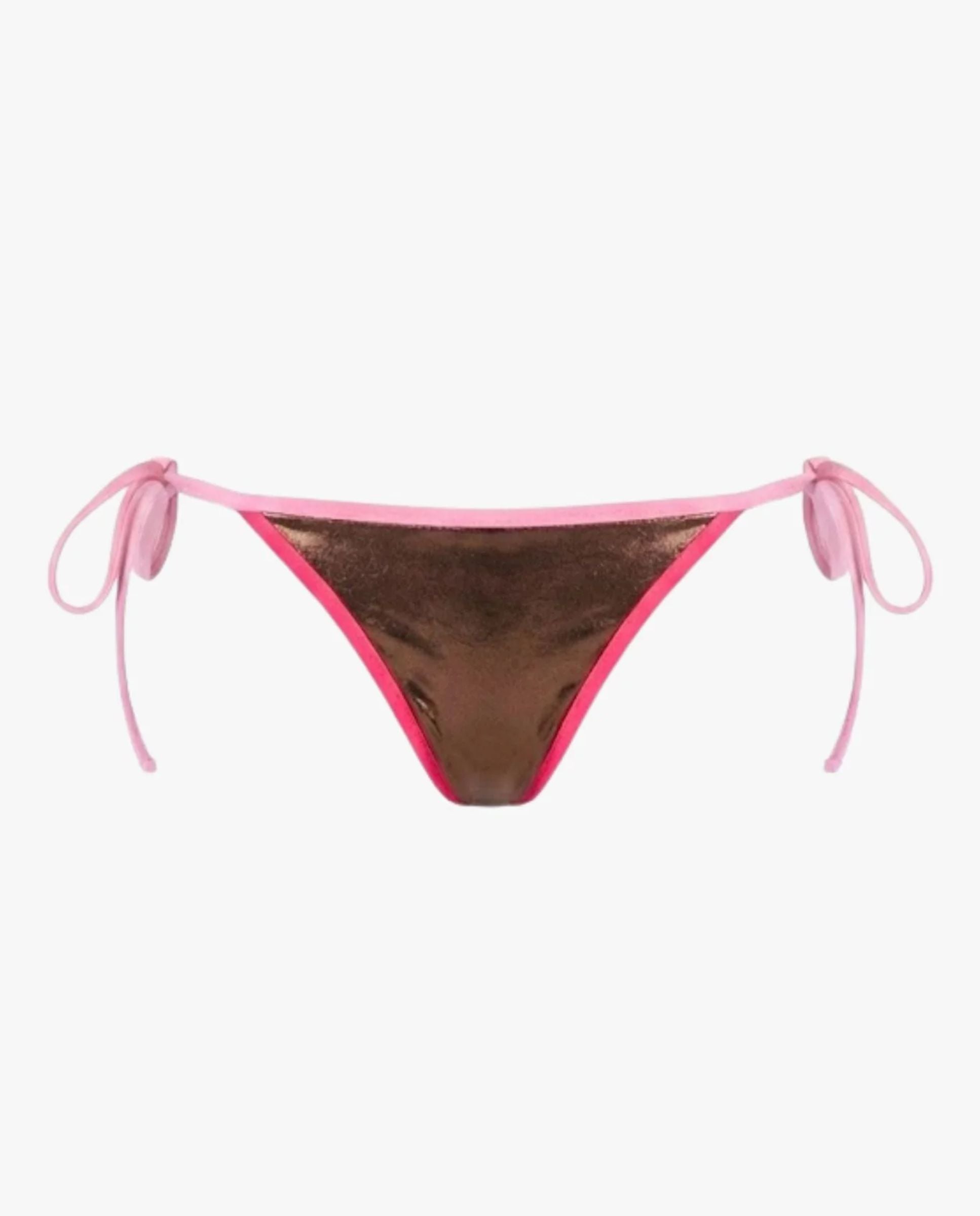 Braga de bikini mujer revolve metalizada con lazos - Quelton - Rosa Rosa-6