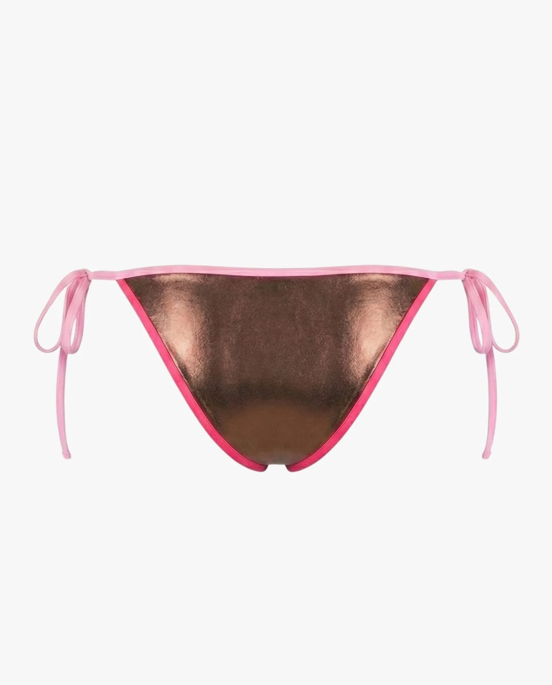 Braga de bikini mujer revolve metalizada con lazos - Quelton - Rosa Rosa-4