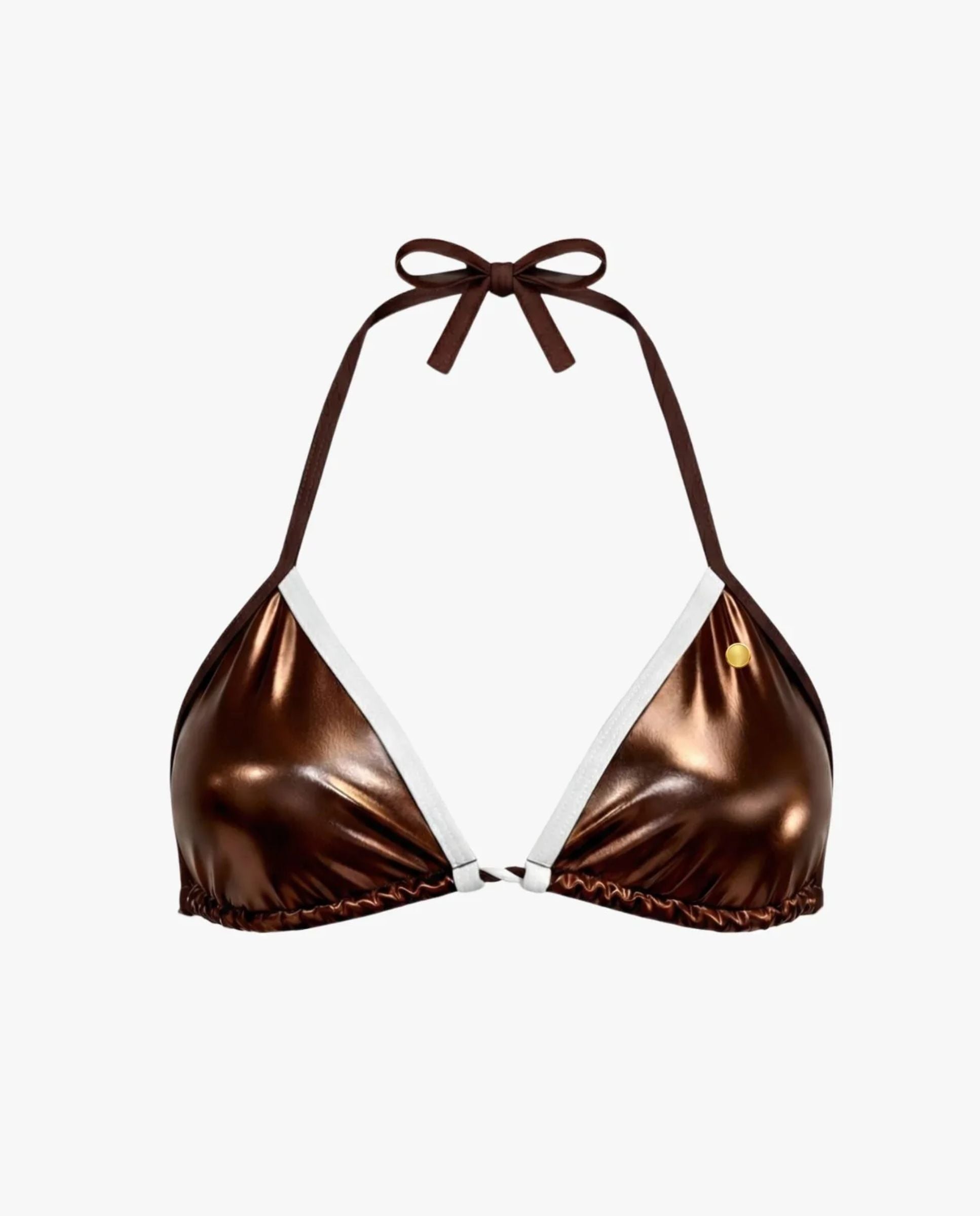 Top de bikini triángulo bronze metalizado marrón+ - Quelton - Marrón Marrón-1