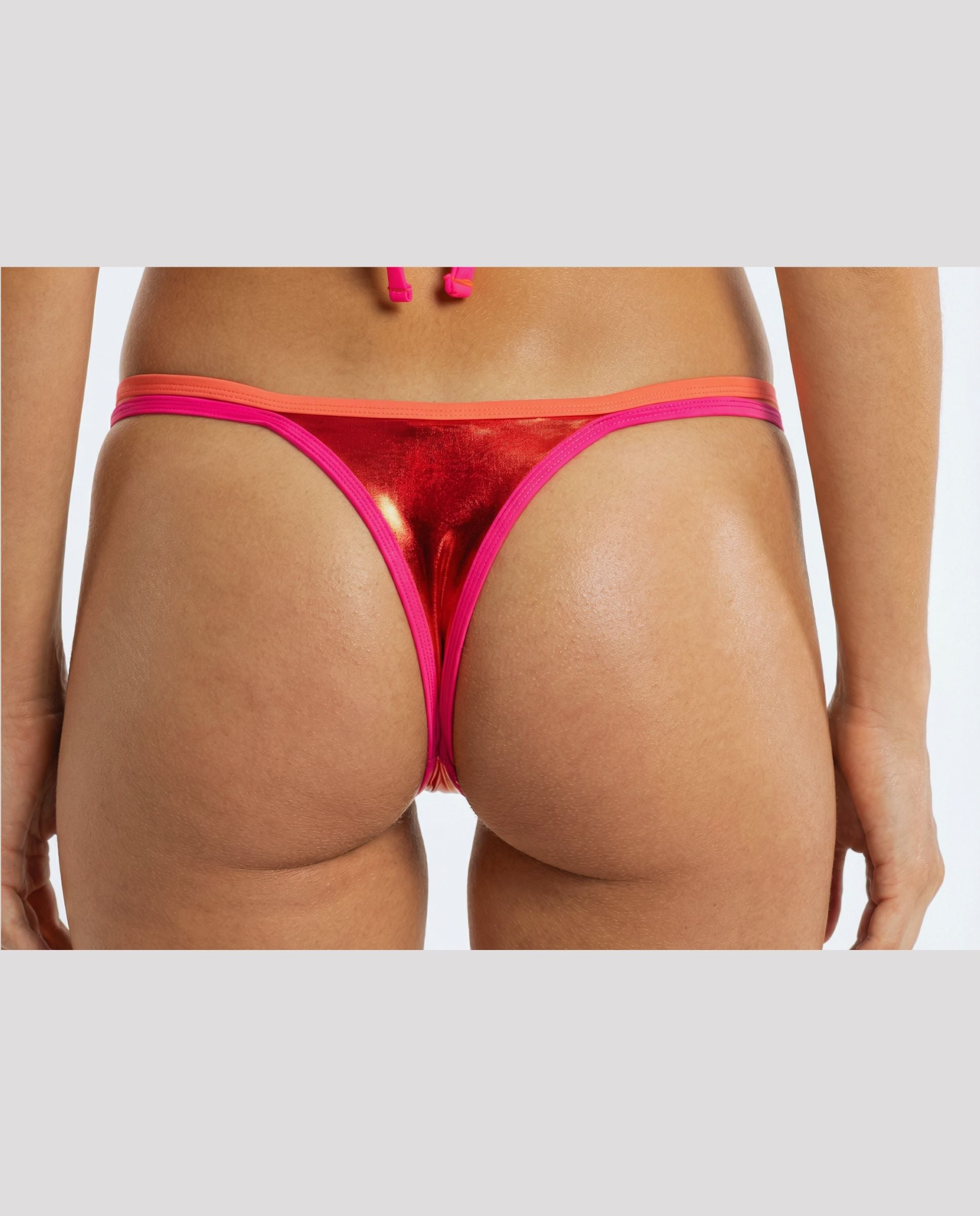 Braga de bikini mujer cherry metalizado tanga - Quelton - Rosa Rosa-2