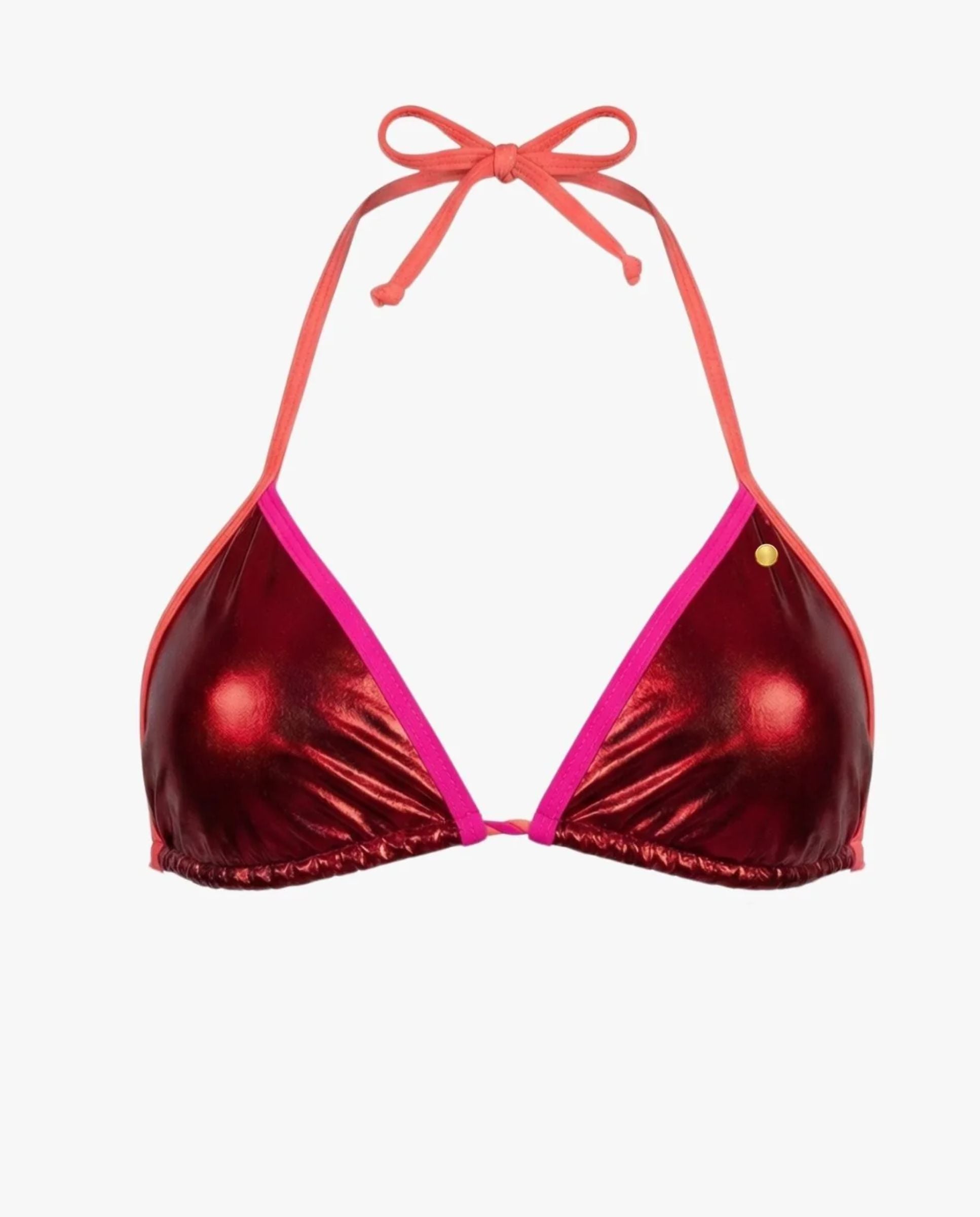 Top de bikini triángulo cherry metalizado rojo - Quelton - Cromo / Rojo Cromo / Rojo-1