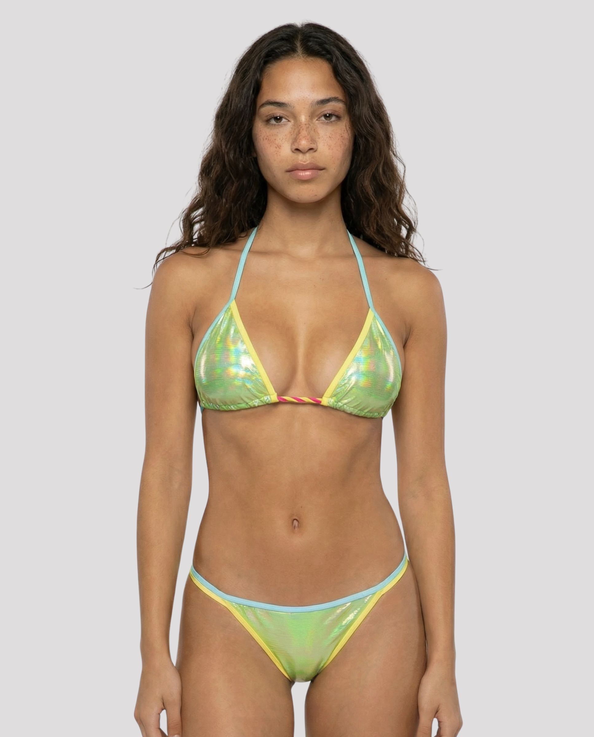 Braga de bikini mujer lima metalizado verde - Quelton - Amarillo Amarillo-5
