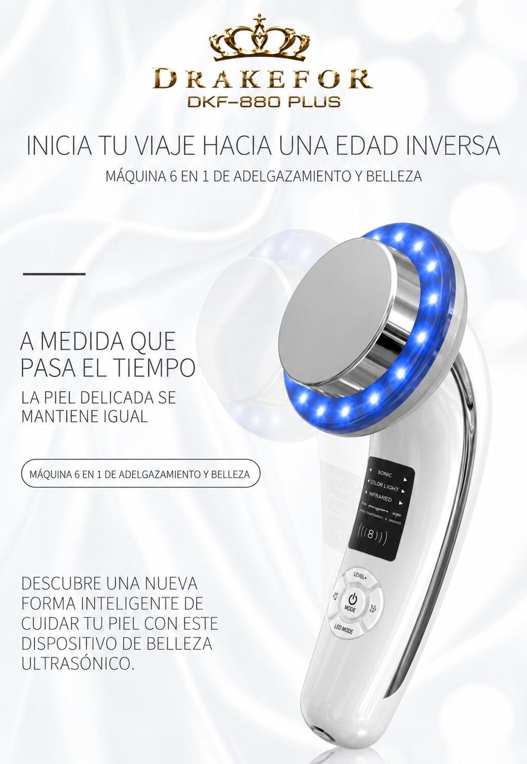 Imagen 4 de Dispositivo Facial y Corporal 6 en 1 Drakefor DKF-880 X - Blanco Blanco