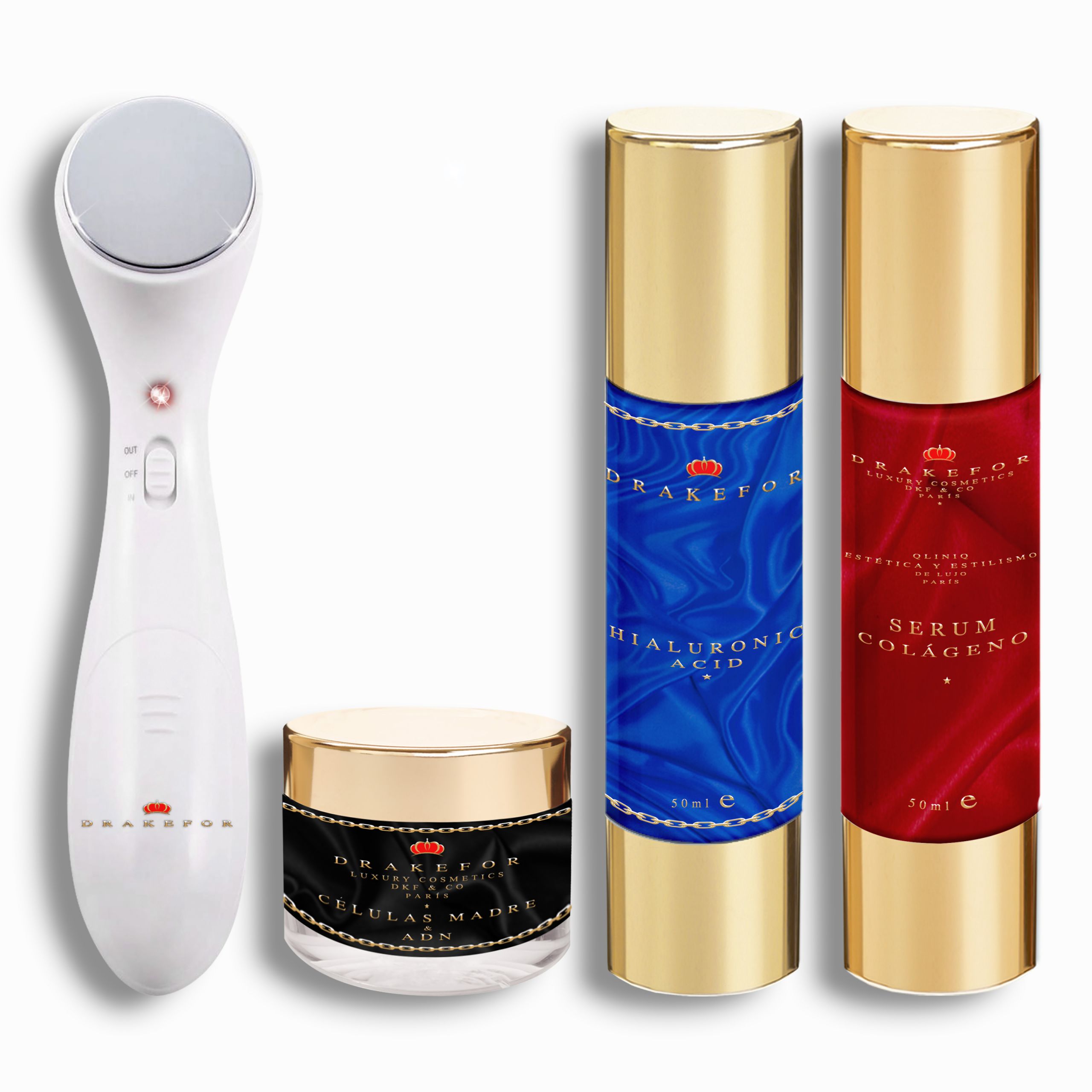 Drakefor – Lote de masajeador facial Drakefor DKF-408 y 3 Serum cosmeticos.
