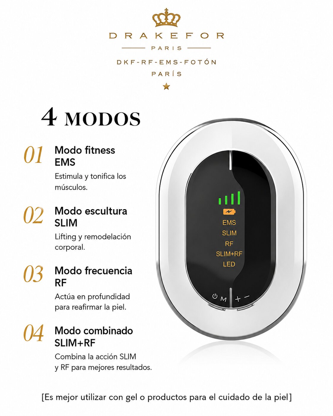 Imagen 3 de Dispositivo de moldeador corporal anticelulítico liporeductor Drakefor -EMS-FOTON - Blanco Blanco