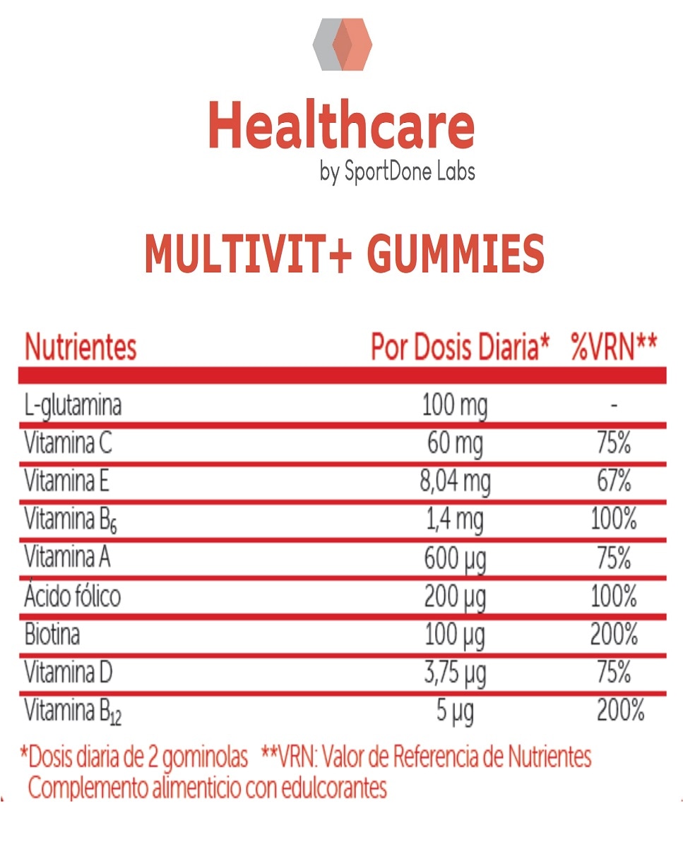 MultiVit+ tu refuerzo vitamínico Sabor Naranja 60 gominolas SportDone - 180 g 2