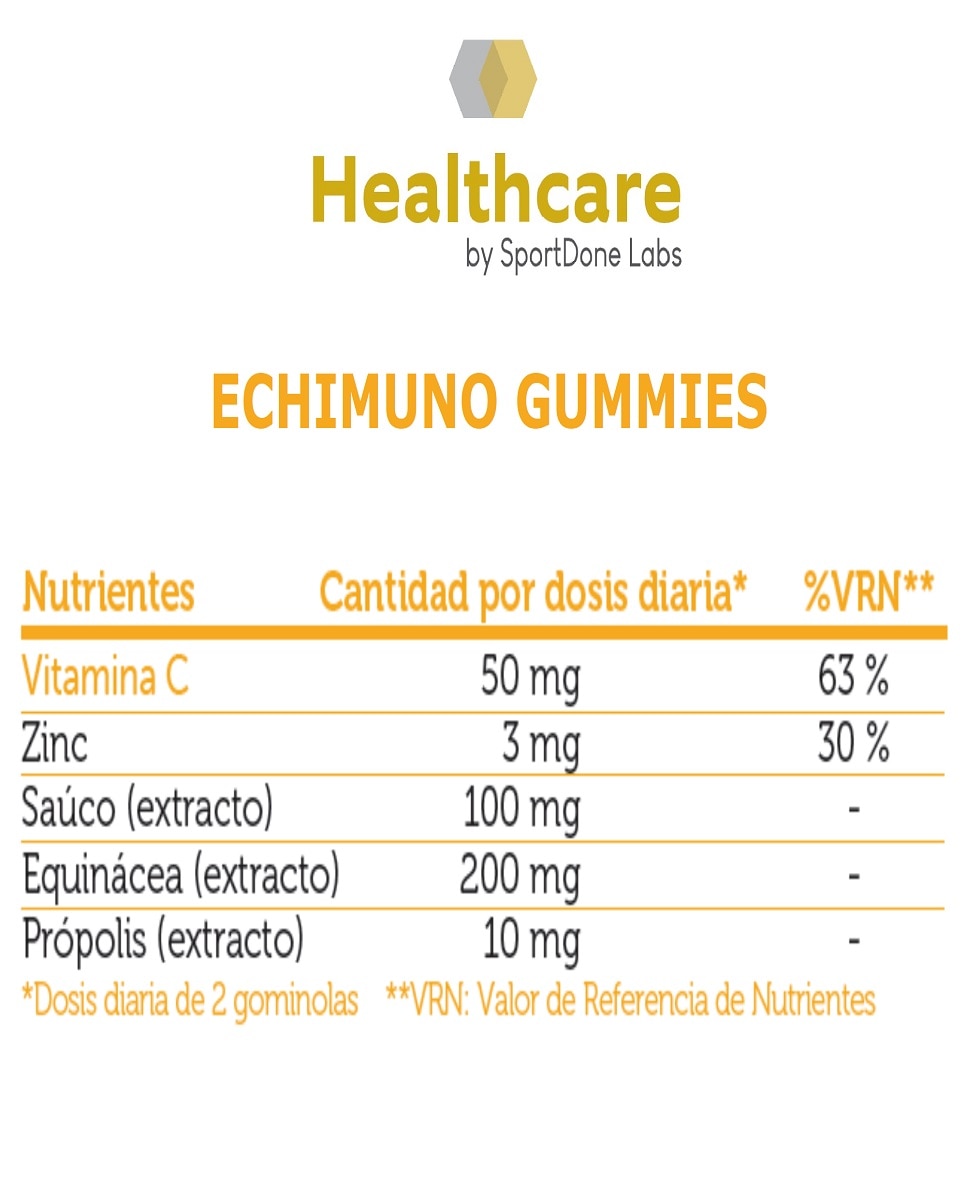 Echimuno ayuda a tus defensas Sabor Frambuesa 60 gominolas SportDone - 150 g 2