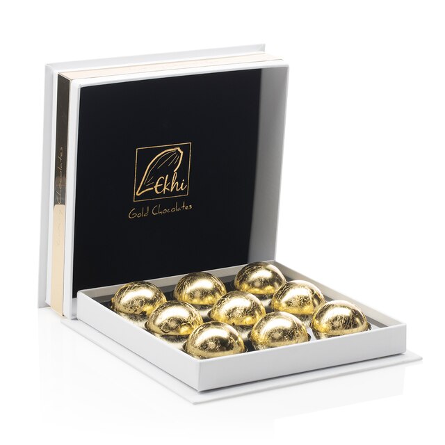 Estuche 9 bombones de oro Ekhi Gold Chocolates