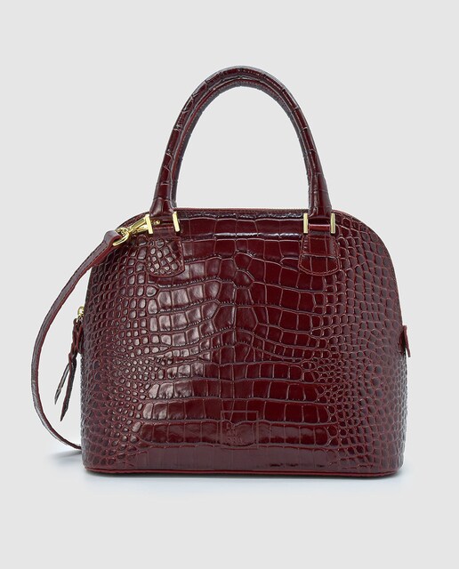 Imagen 0 de Bolso de mano multiposición de piel vacuna grabada en coco