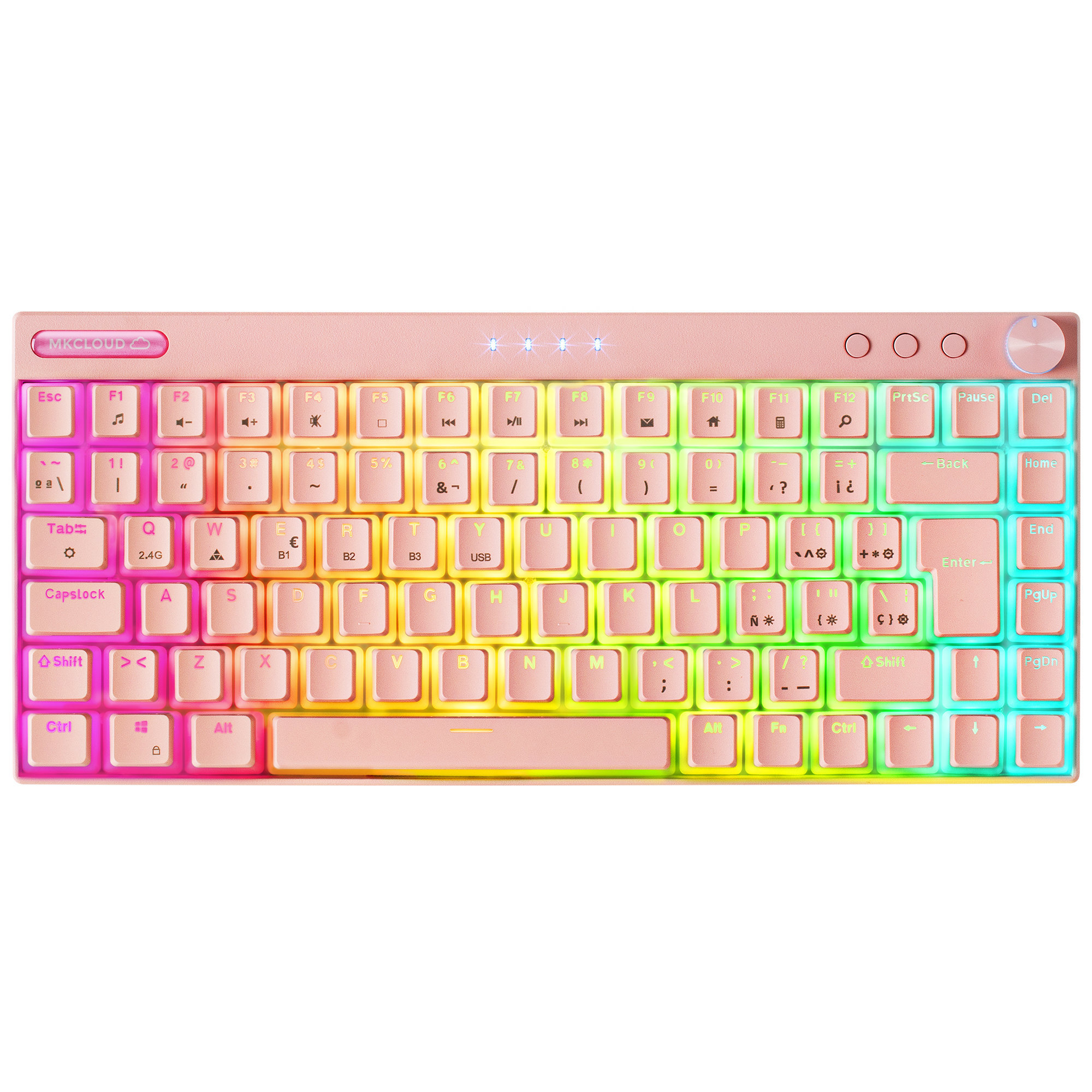 Teclado gaming RGB Mars Gaming MKCLOUDPBES rosa