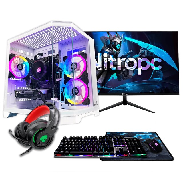 Imagen 0 de Sobremesa Gaming Nitropc Pack Silver Plus Blanco – AMD Ryzen 5 5500, NVIDIA RTX 3050  8GB, 16GB DDR4, 1TB M2, Win11 PRO, Accesorios + monitor 24" FHD 165Hz