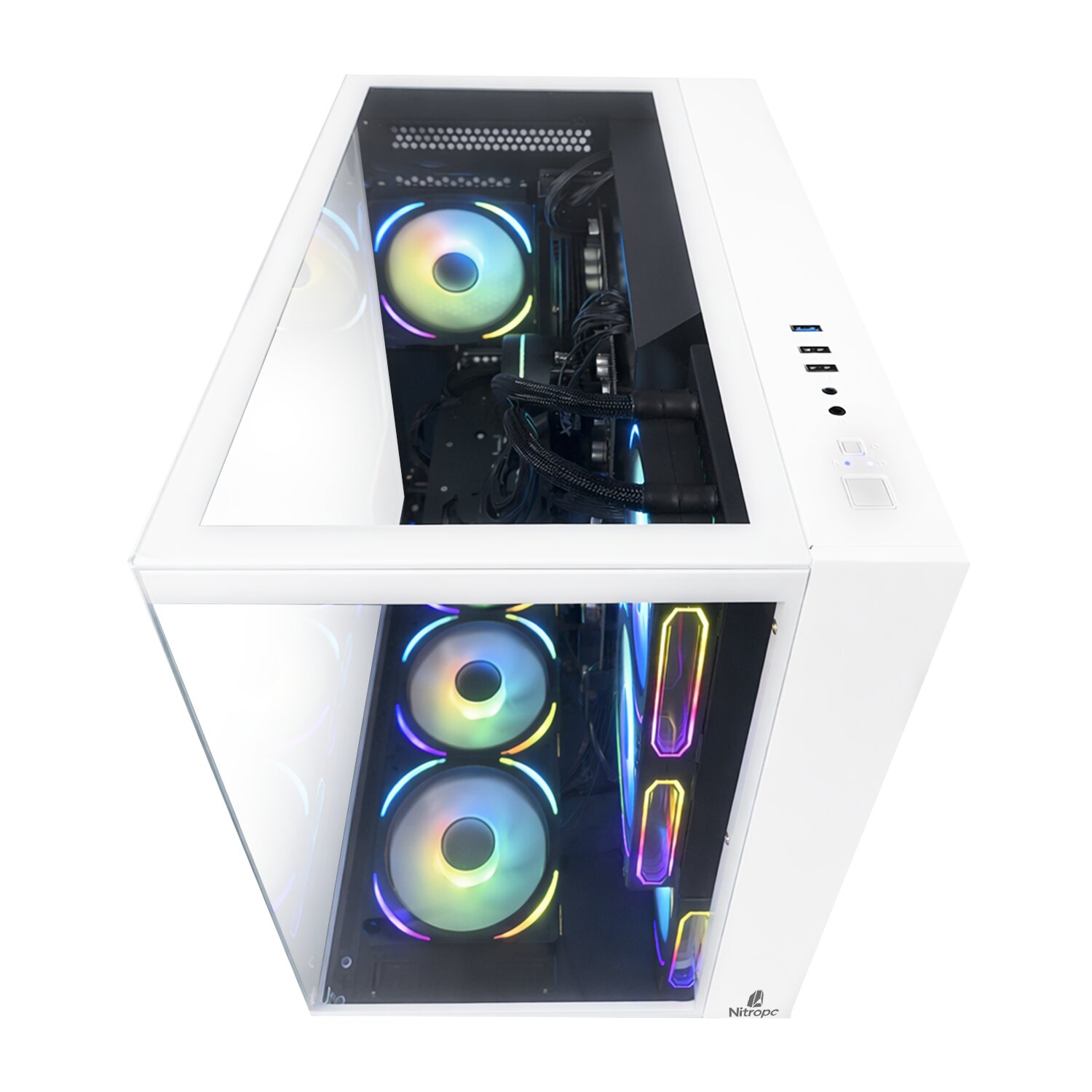 Imagen 7 de Sobremesa Gaming Nitropc Pack Extremo AMD Ryzen 7 7700X, RTX 5060 Ti 16GB, 32GB DDR5, 1 TB M2, Win11 PRO, Accesorios + monitor 27" QHD 180Hz IPS - Blanco Blanco