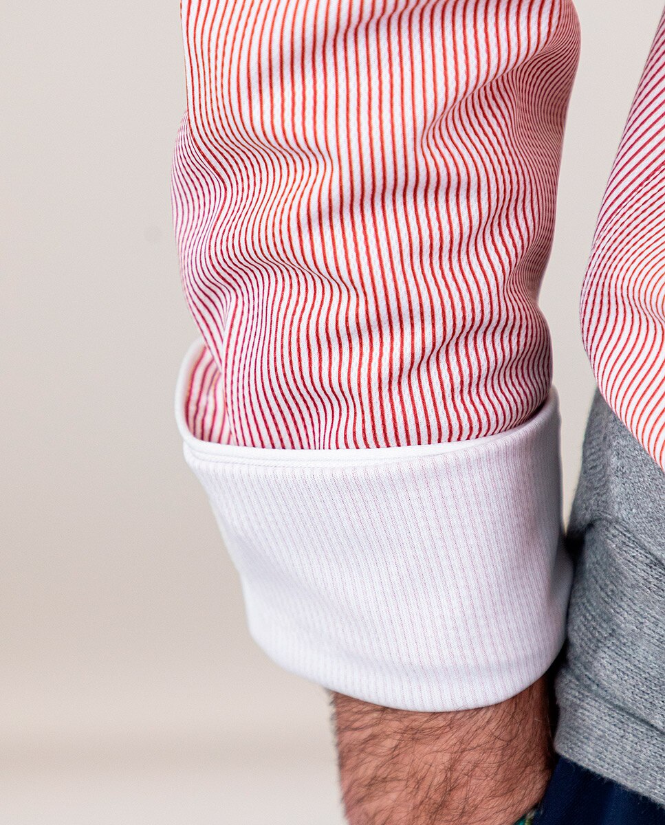 Camisa de hombre slim de rayas bengal en color rojo - El Ganso - Rojo / Blanco Rojo / Blanco-5