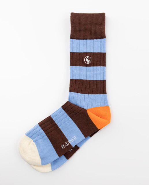Imagen 0 de Calcetines de hombre de algodón en color chocolate de rayas