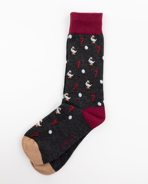 Imagen 0 de Calcetines de hombre de algodón en color gris estampado interrogaciones y gansos