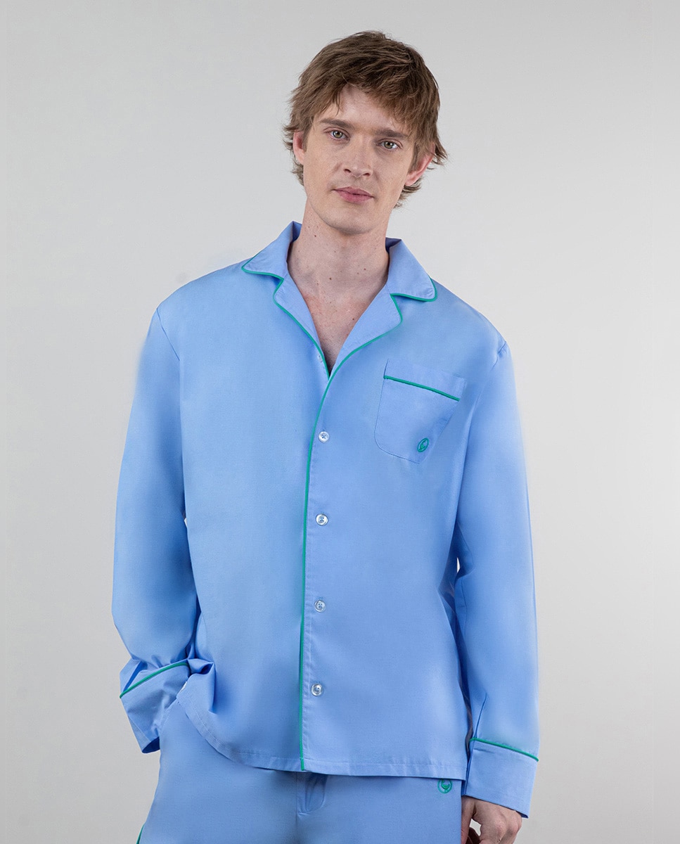 Pijama de hombre liso de manga larga - El Ganso - Azul Azul-2