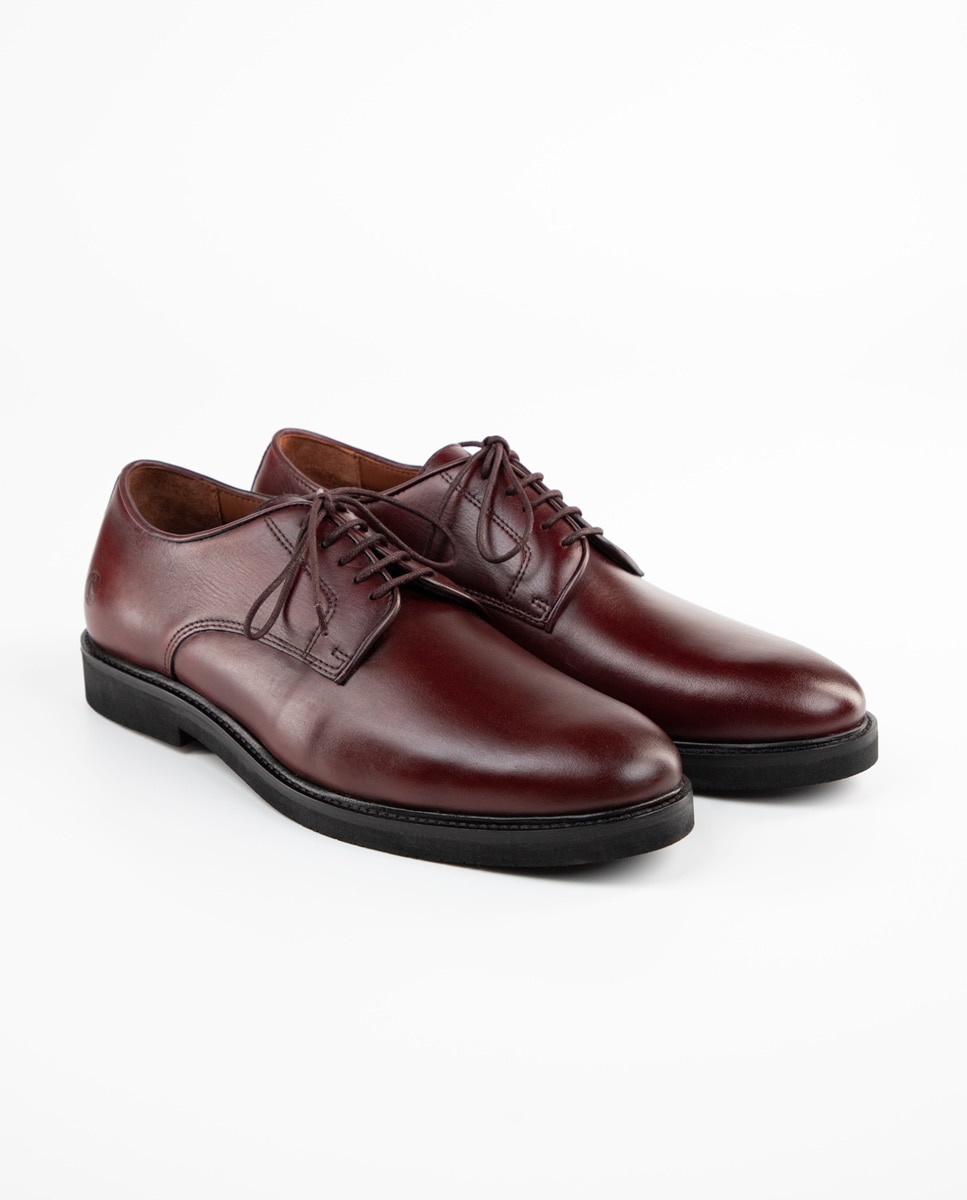 Zapato de cordones de hombre en piel - El Ganso - Granate Granate-2