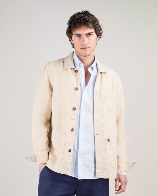 Imagen 0 de Sobrecamisa de hombre de lino garment dyed