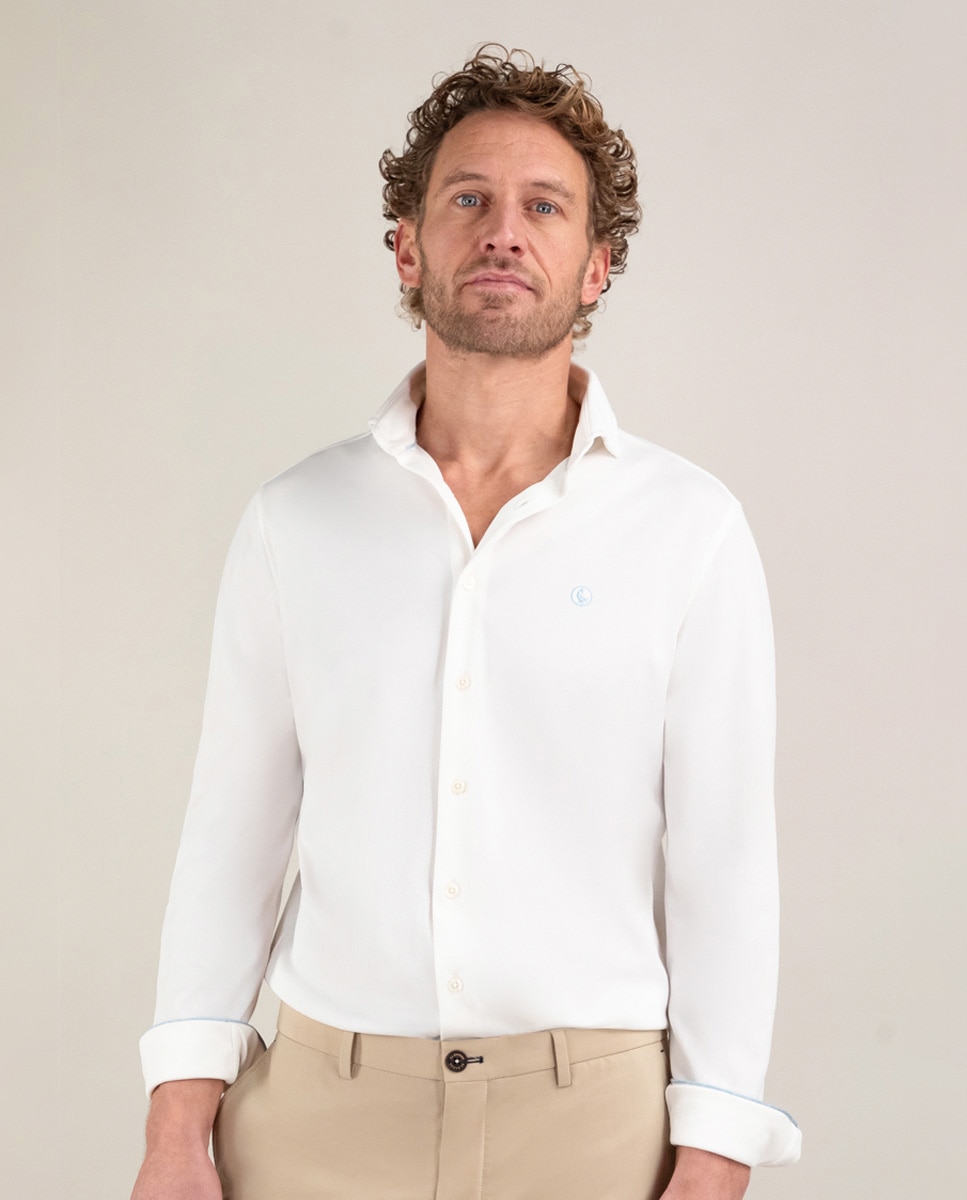 Camisa de hombre tejido sepiia lisa - El Ganso - Blanco Blanco-1