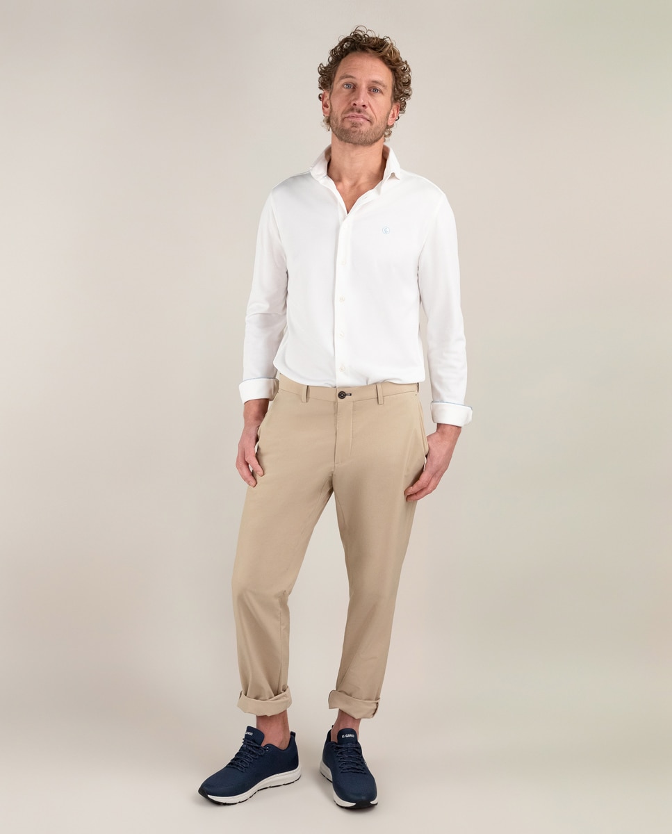 Camisa de hombre tejido sepiia lisa - El Ganso - Blanco Blanco-2
