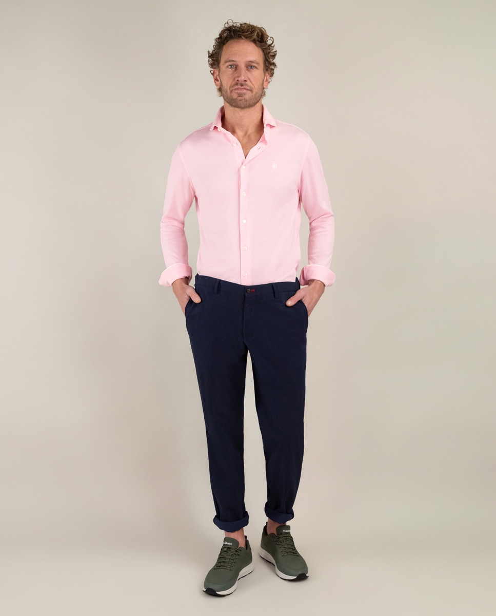 Camisa de hombre tejido sepiia lisa - El Ganso - Rosa Rosa-2