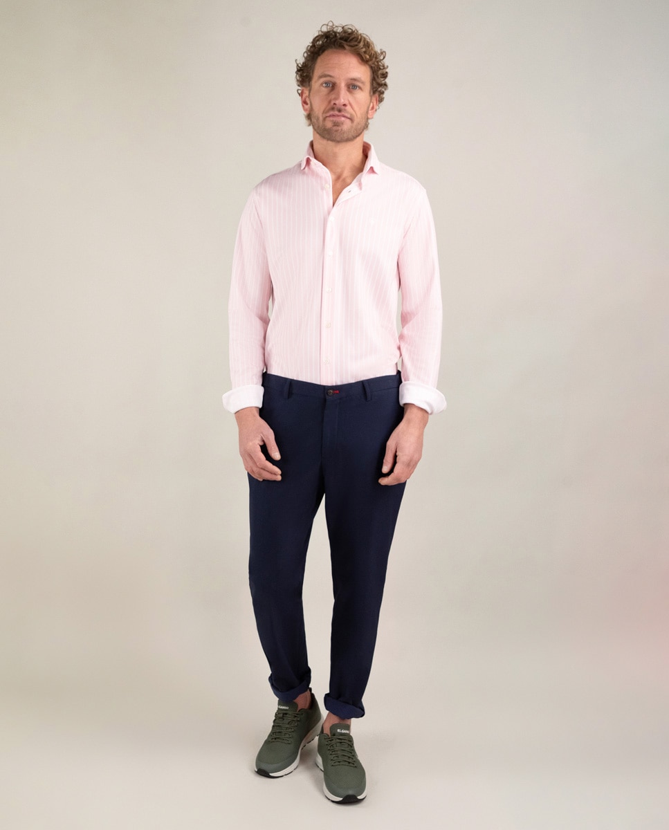 Camisa de hombre sepiia de rayas butcher - El Ganso - Rosa Rosa-2