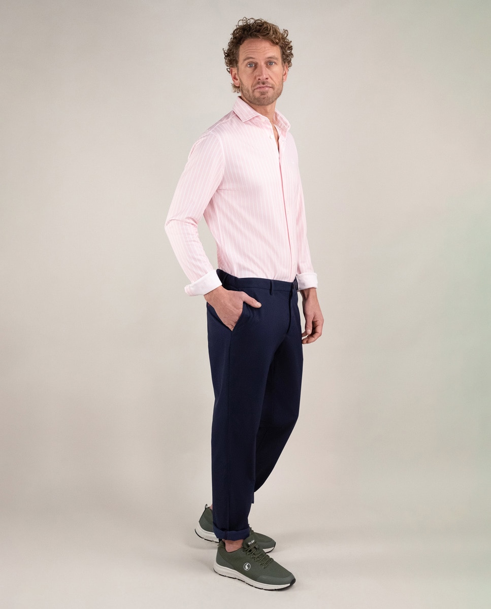 Camisa de hombre sepiia de rayas butcher - El Ganso - Rosa Rosa-3