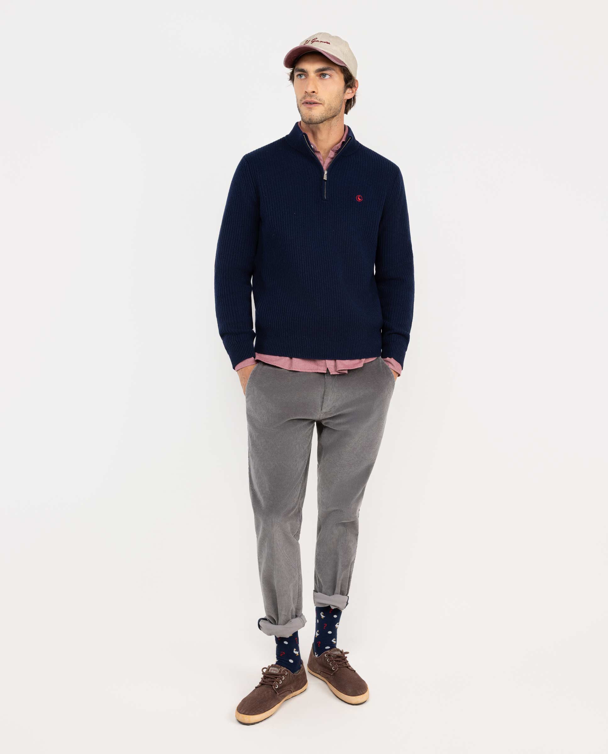 El Ganso jersey de hombre de cuello camionero